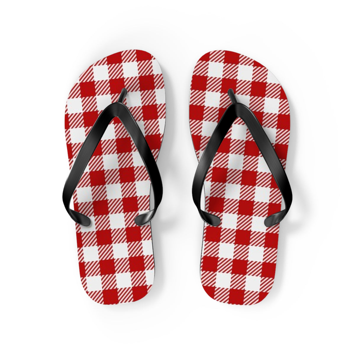 Red And White Checkered Sandals, Beach Shoes, Vacation Flip Flops, Pool Slides