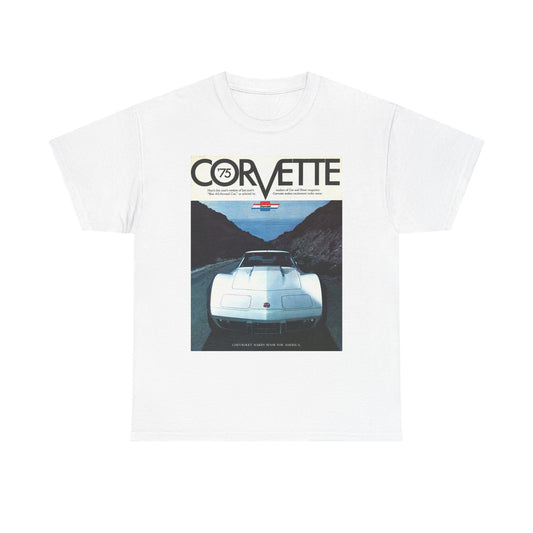 Corvette Ad Graphic T Shirt Vintage American Muscle Unisex Heavy Cotton Tee