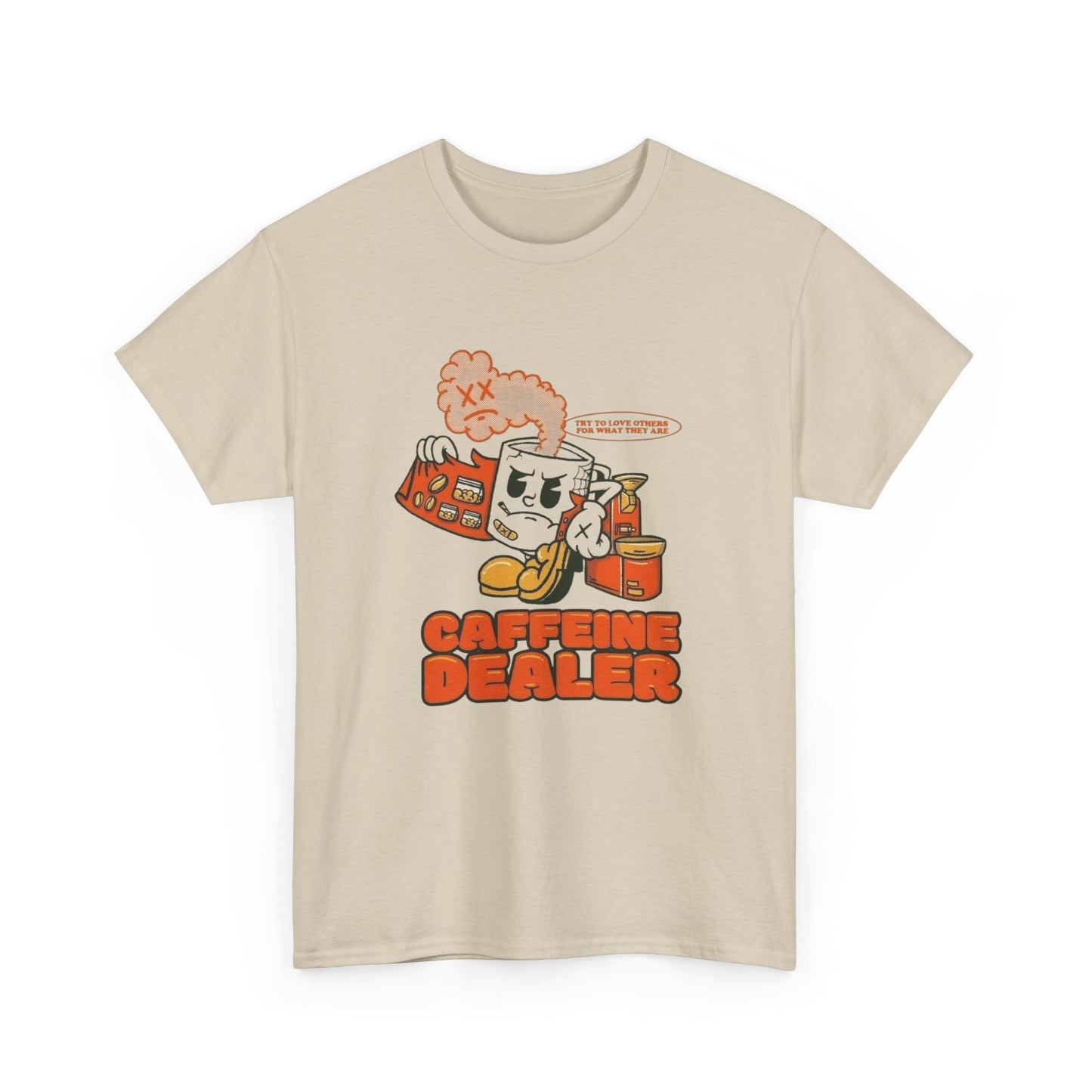 Caffeine Dealer Funny Graphic T Shirt Unisex Heavy Cotton Tee