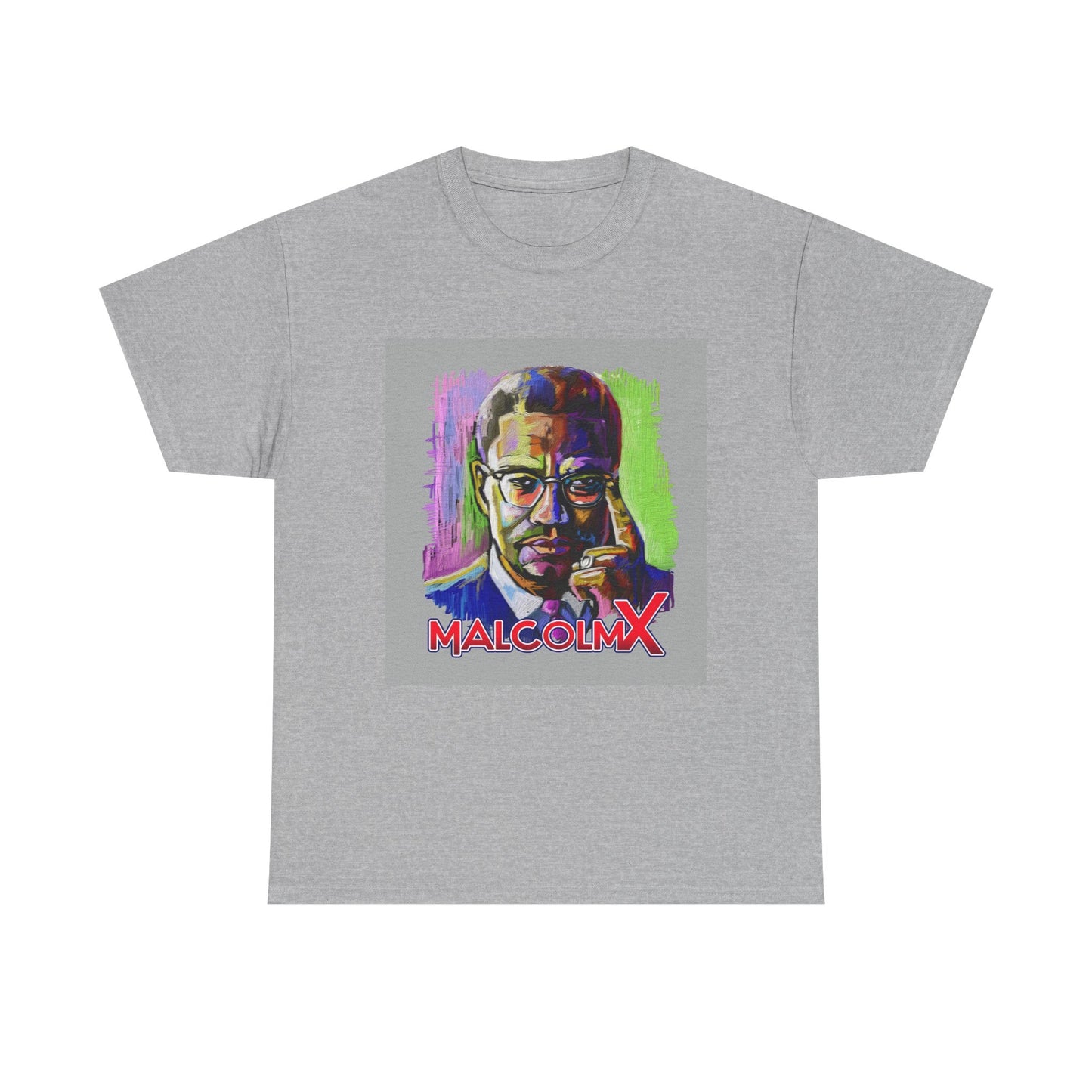 Malcom X Poster Shirt Neon Painting Vintage Graphic Unisex Heavy Cotton Tee