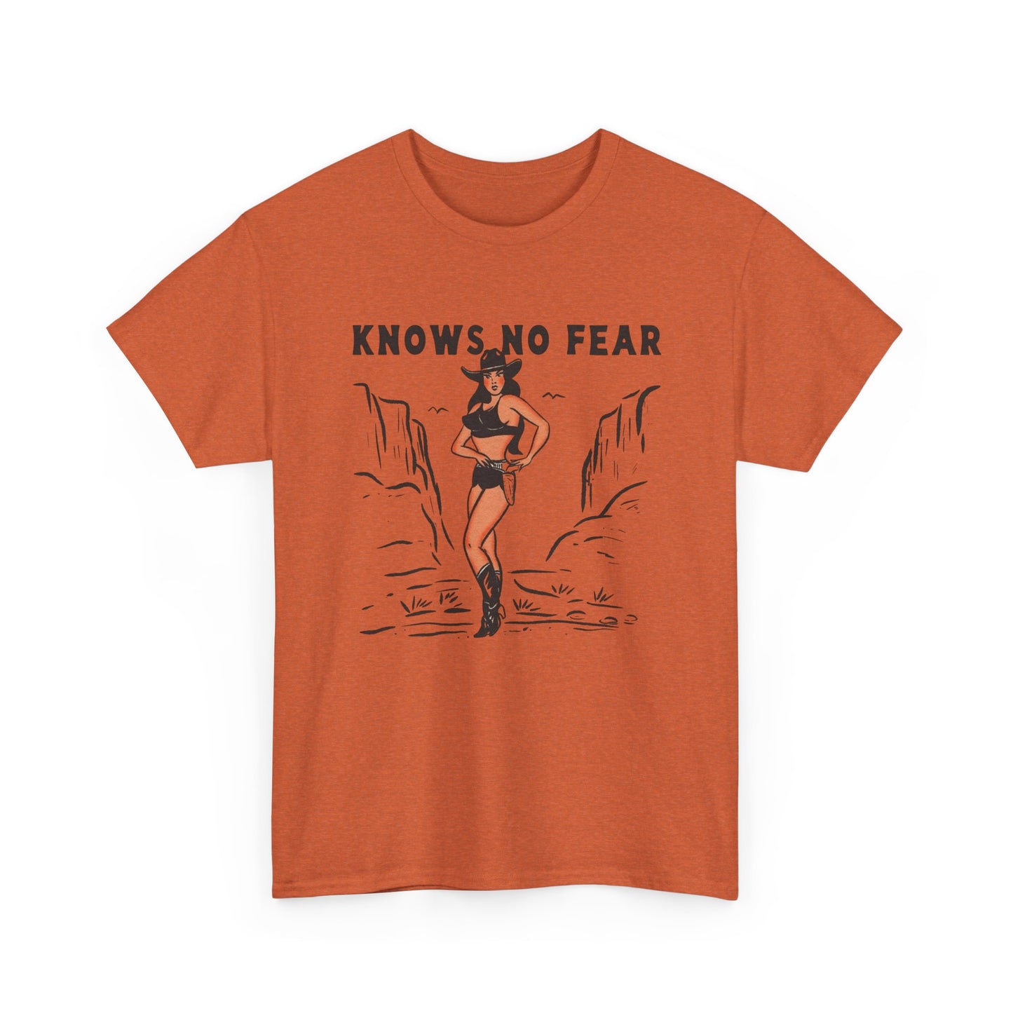 Cowgirl Knows No Fear Graphic T-Shirt Cotton Tee New Gift Vintage