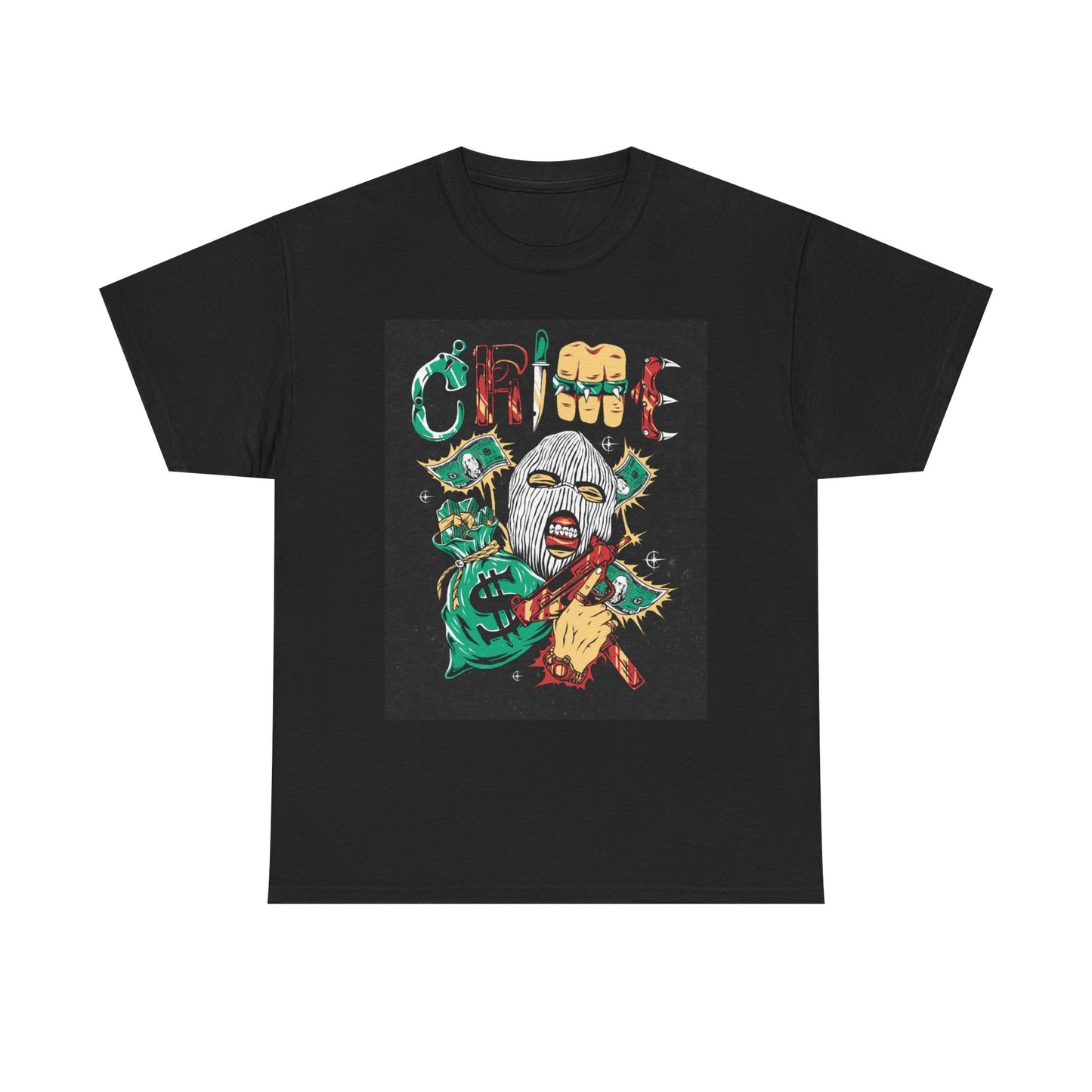 Crime Graphic T Shirt Street Wear Apparel Unisex Heavy Cotton Tee