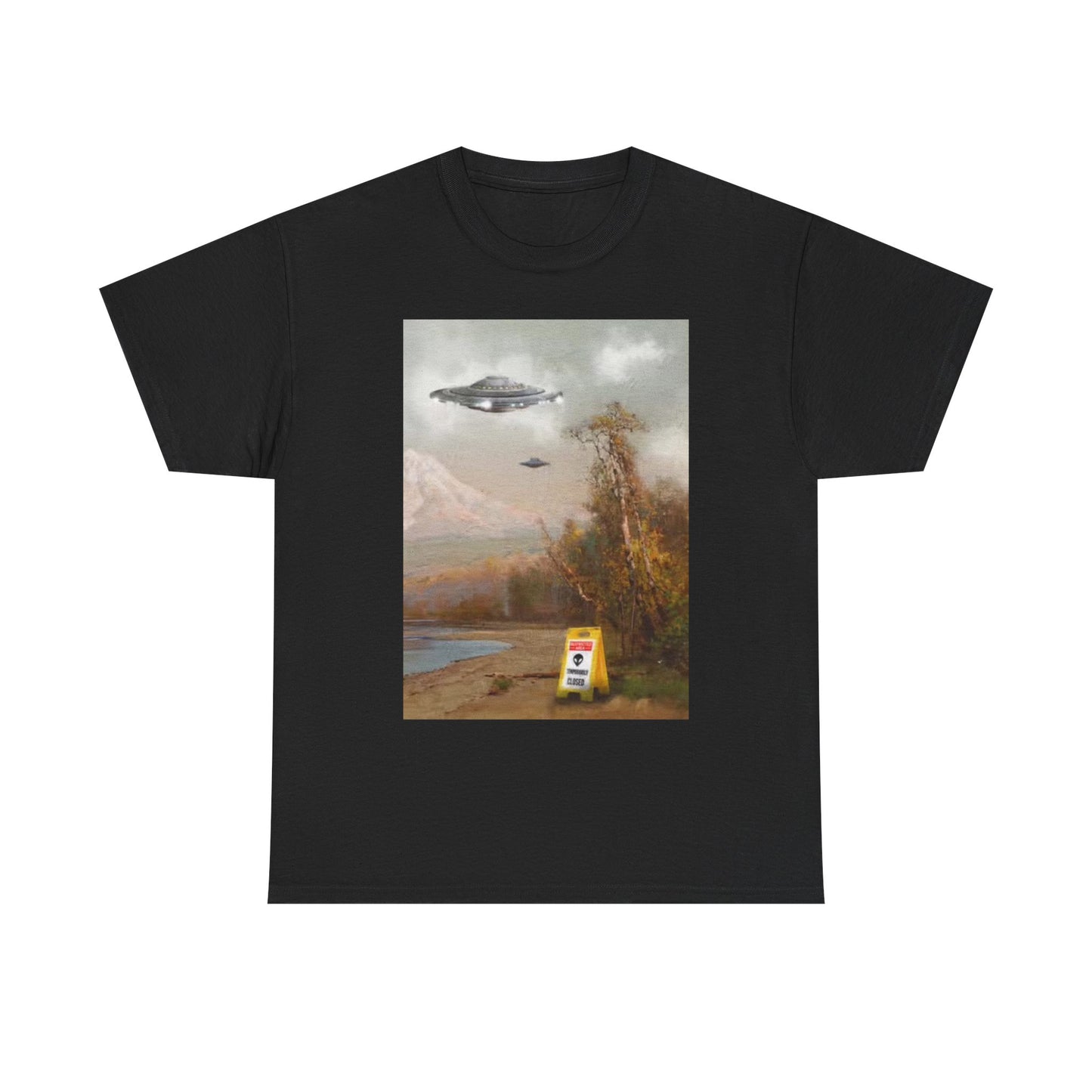 Alien Space Landing Graphic T Shirt Funny ART Painting Unisex Heavy Cotton Tee