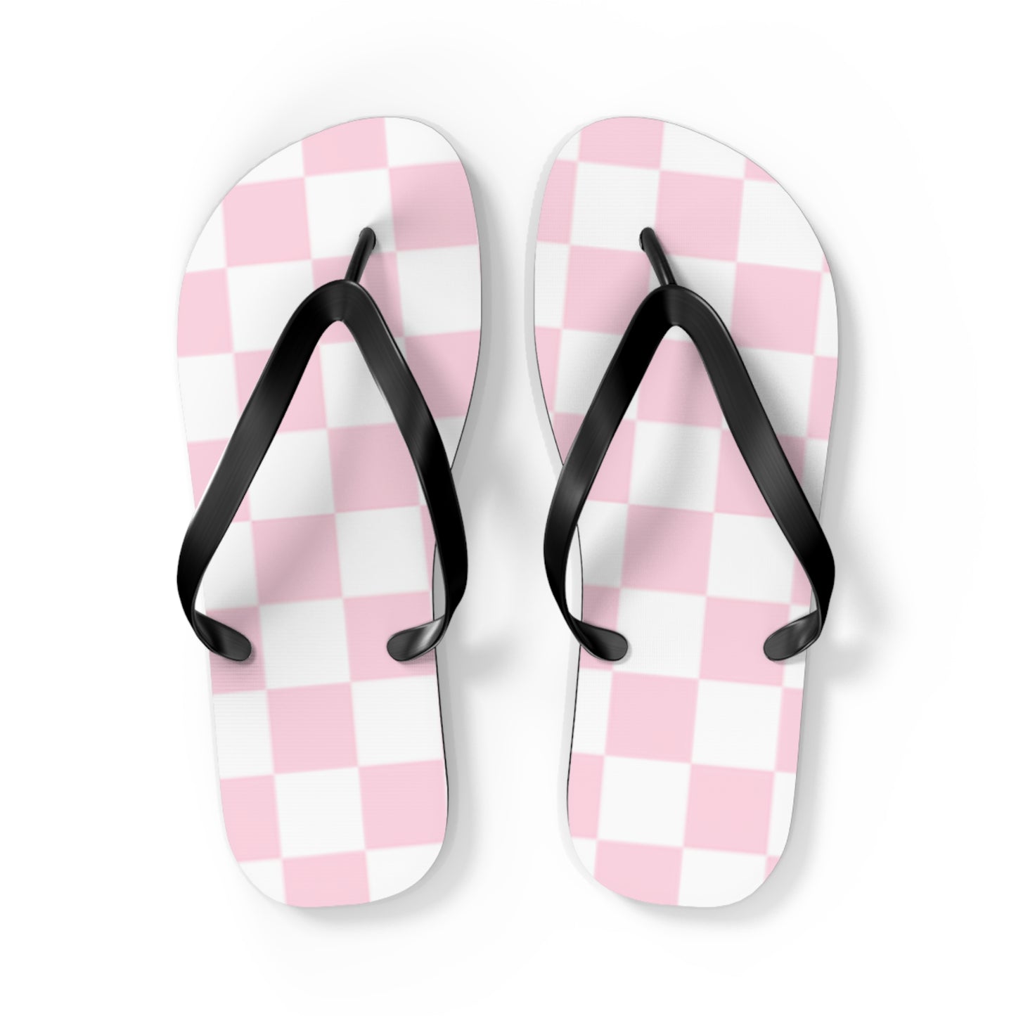Pink Checkered Sandals, Beach Shoes, Vacation Flip Flops, Pool Slides