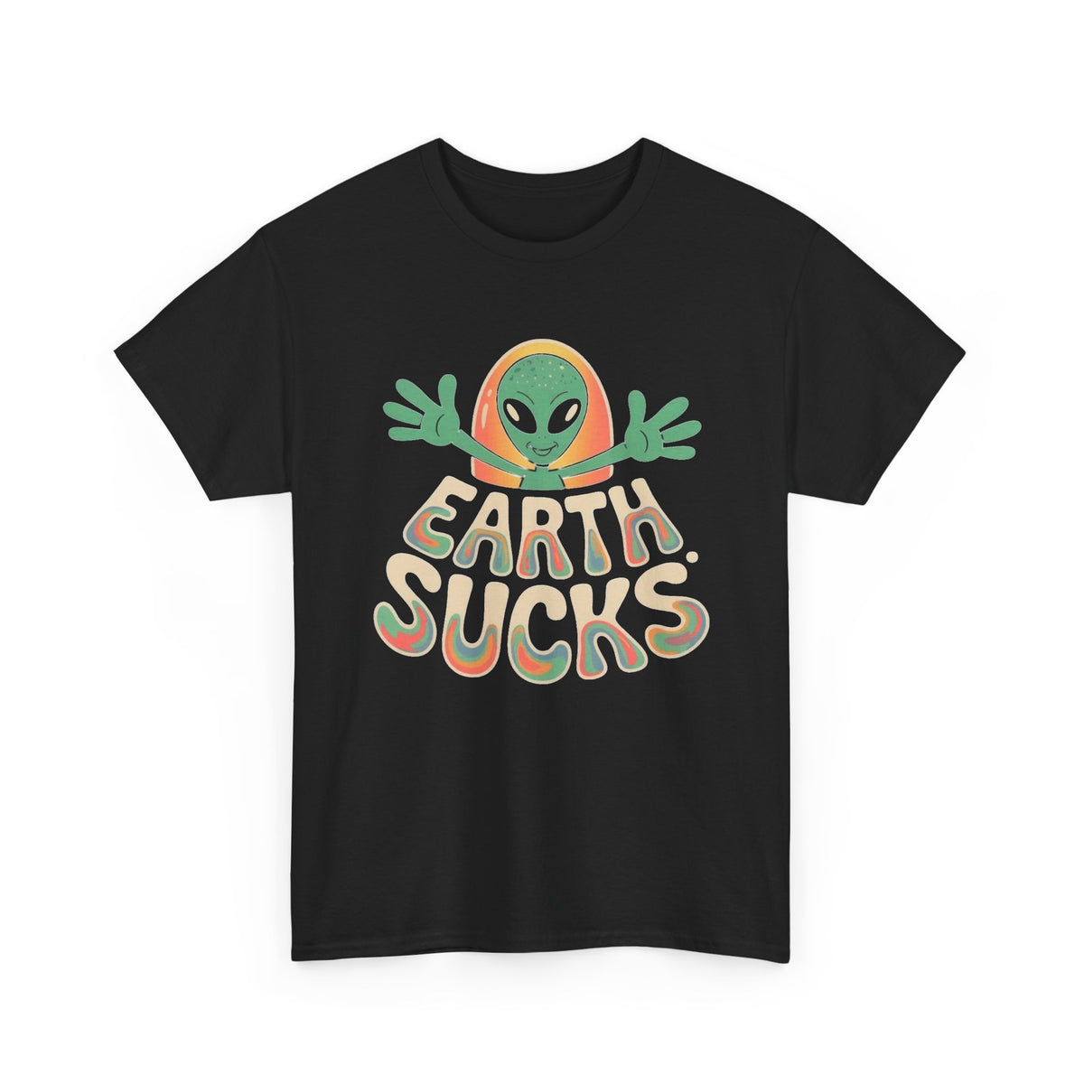 Earth Sucks Graphic T Shirt Men's Funny Alien's Heavy Cotton Tee