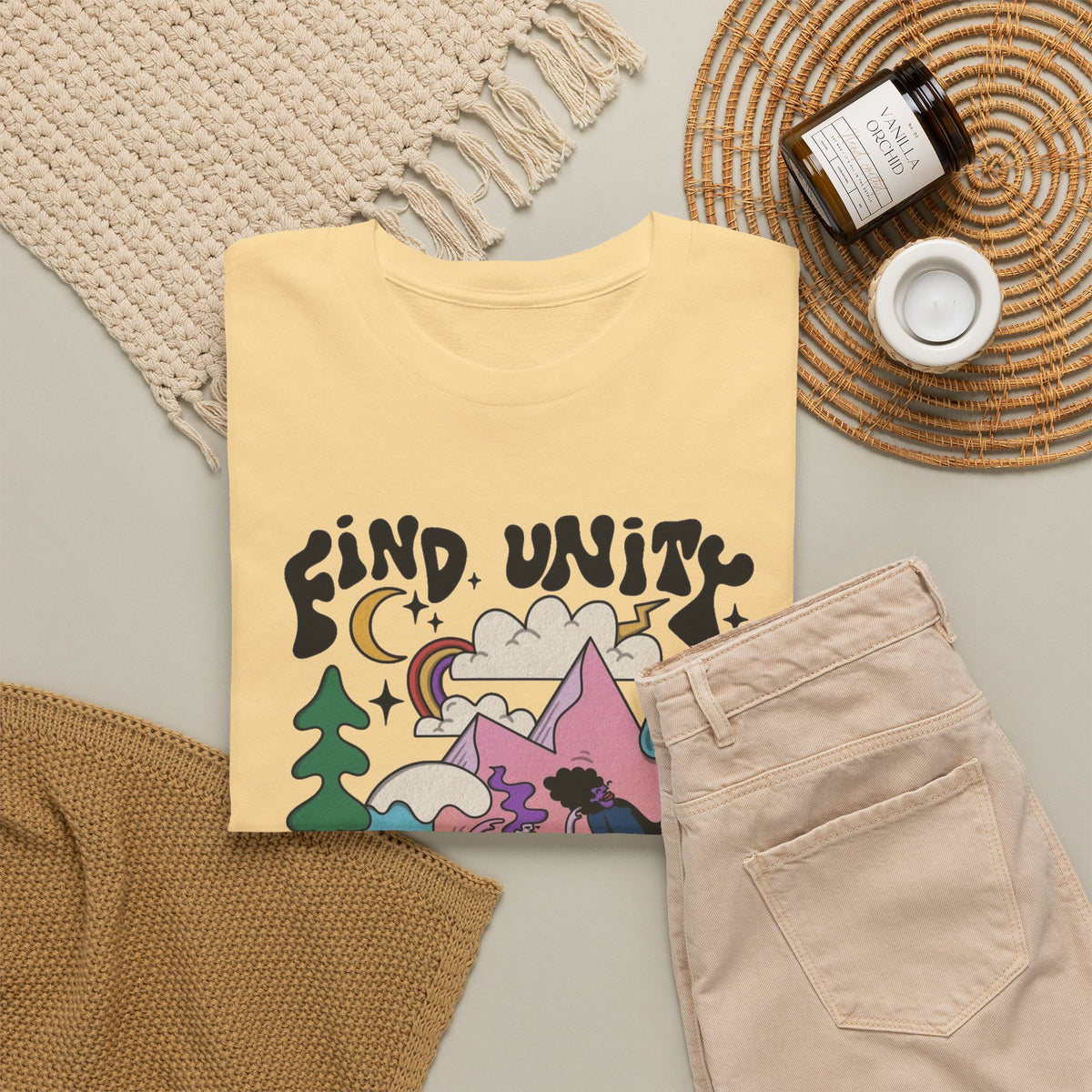 Find Unity In Community Graphic T Shirt Men's Heavy Cotton Tee