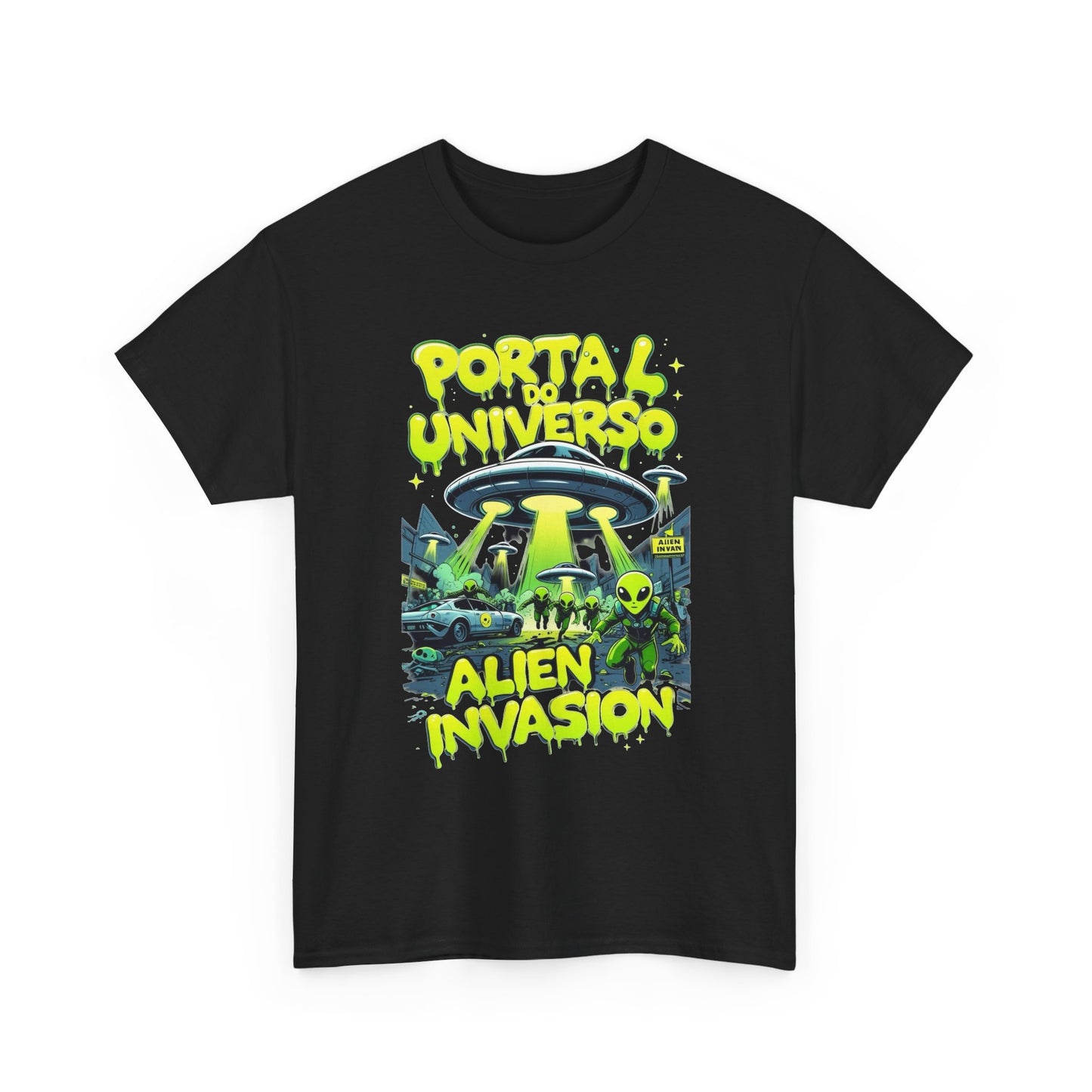 Alien Invasion Graphic T Shirt NEW Vintage Unisex Heavy Cotton Tee