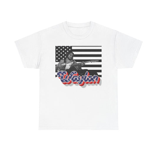 Waylon Jennings Vintage Country American Flag T Shirt Unisex Heavy Cotton Gift