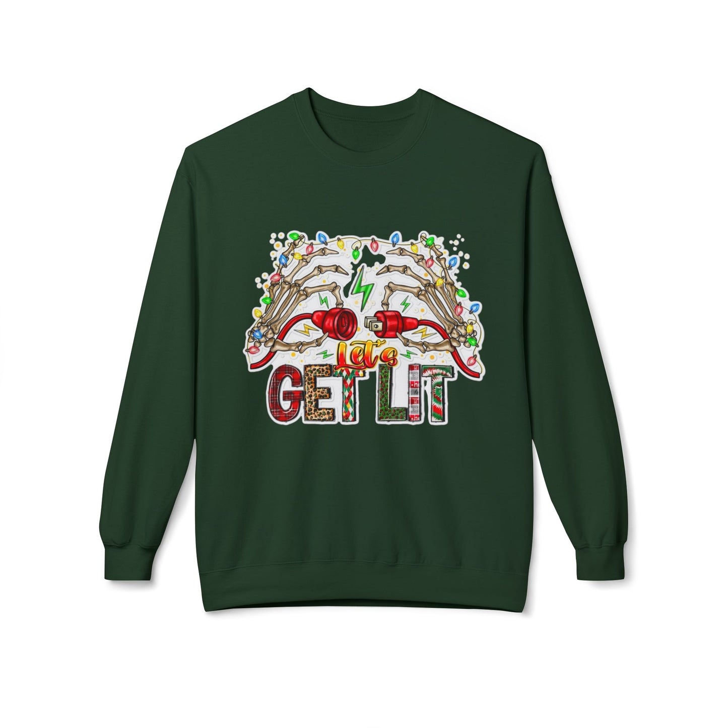 Christmas Get Lit Funny Sweater NEW Unisex Fleece Crewneck Sweatshirt