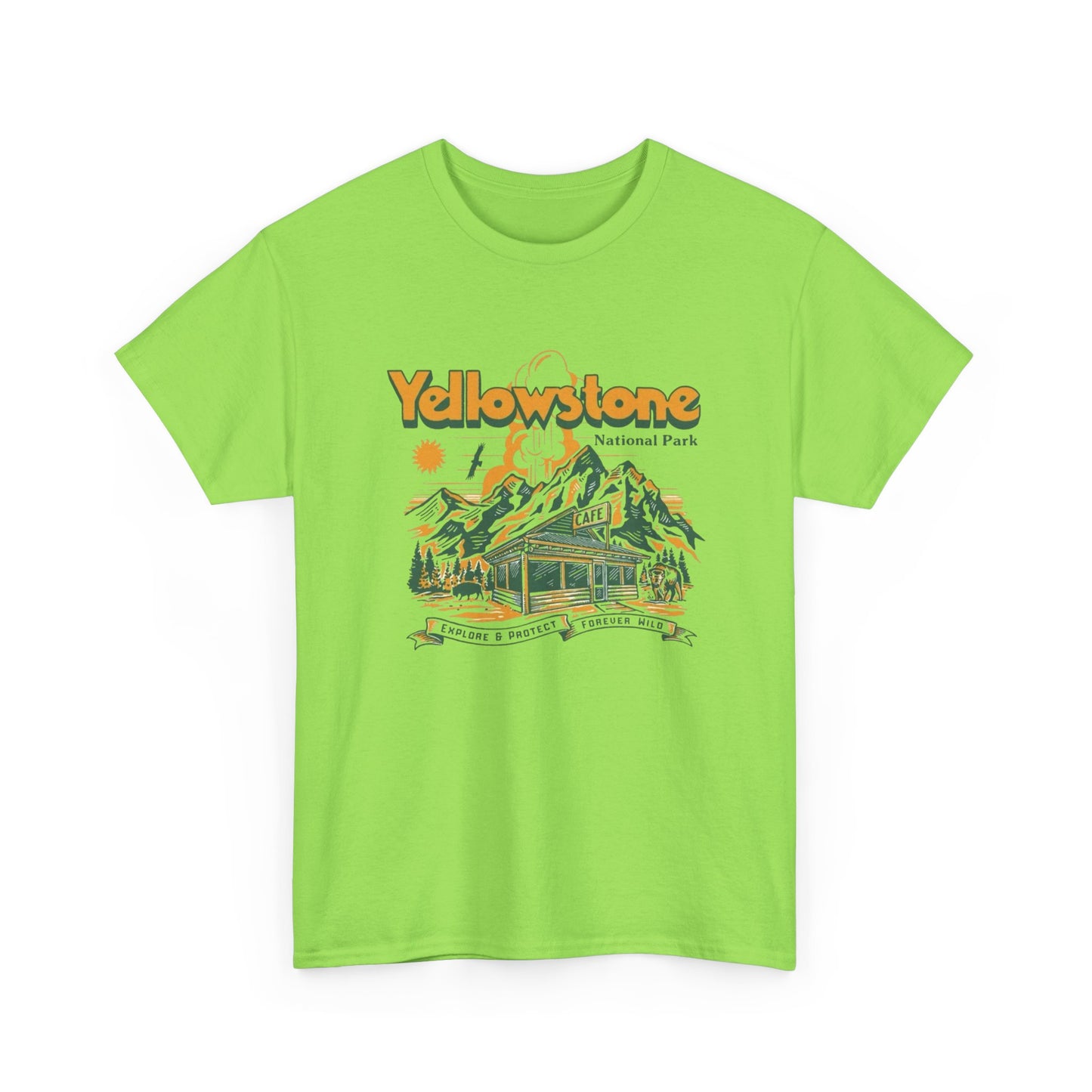 Yellowstone National Park Retro Graphic T Shirt Unisex Heavy Cotton Tee