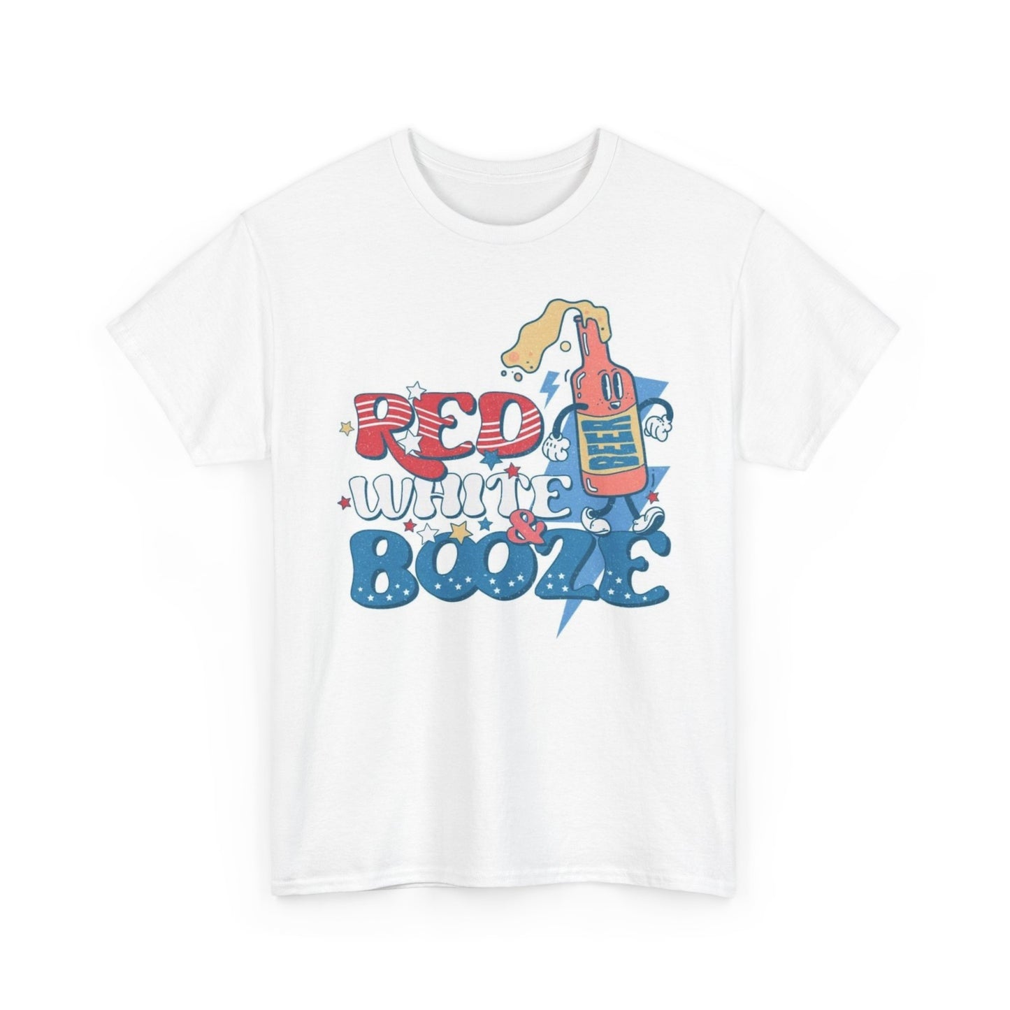 Red White And Booze Graphic T Shirt Men's Heavy Cotton Tee