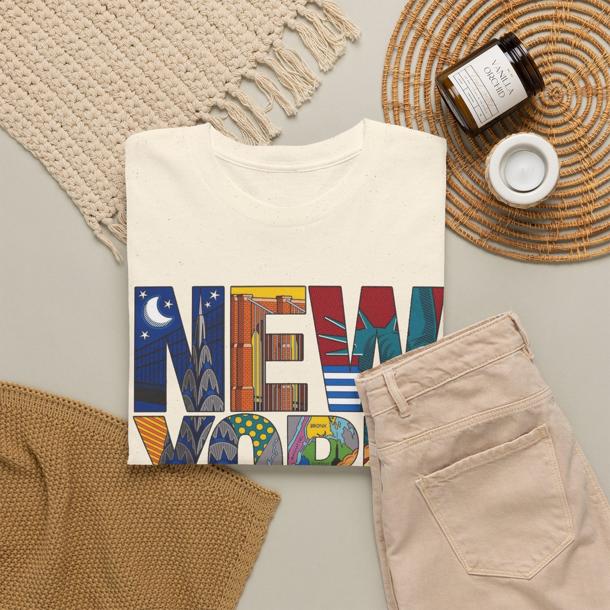 New York City Art Graphic T Shirt Men's Classic Retro Heavy Cotton Tee