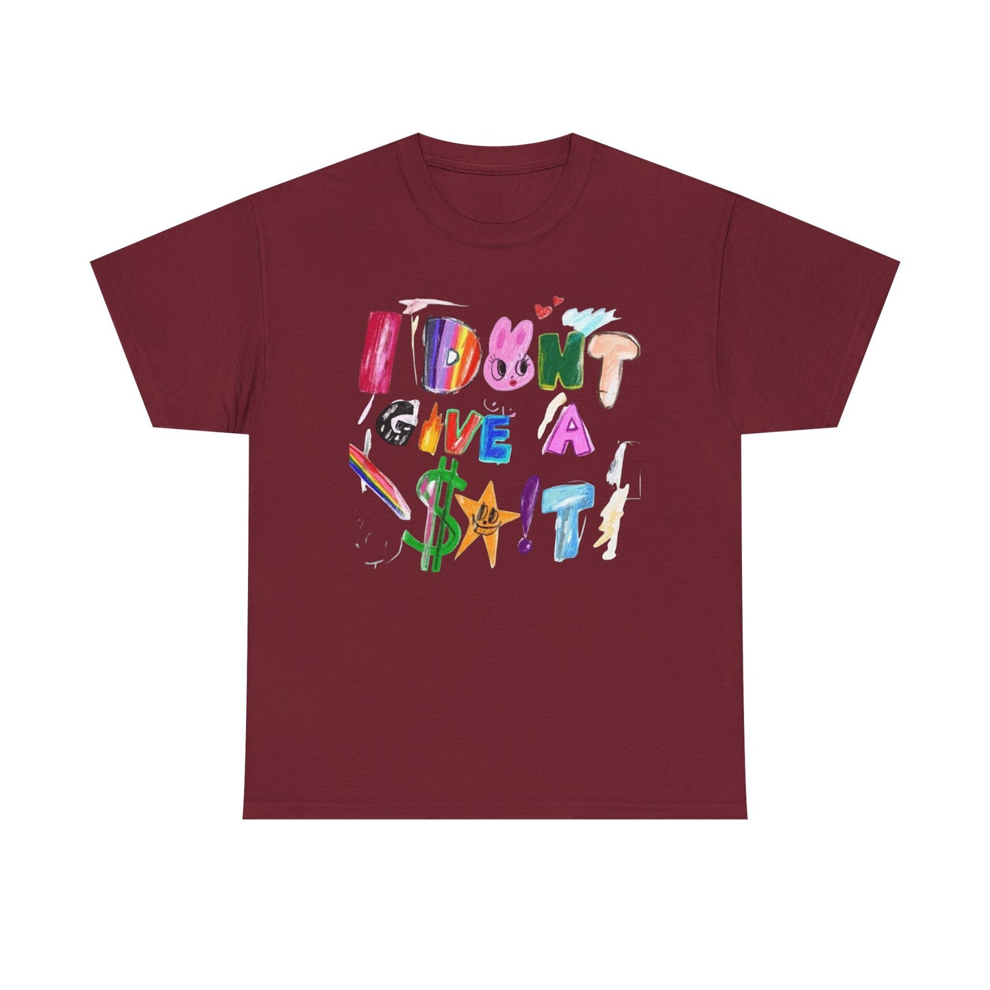 I Dont Care Funny Drawing Graphic T-Shirt Unisex Heavy Cotton Tee