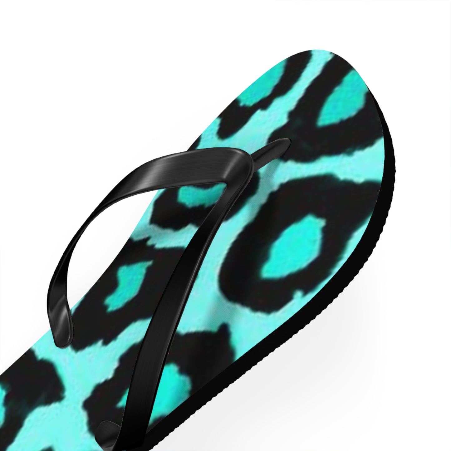 Turquoise Cheetah Beach Sandals, Slides for Summer, Flip Flops, Water Resistant