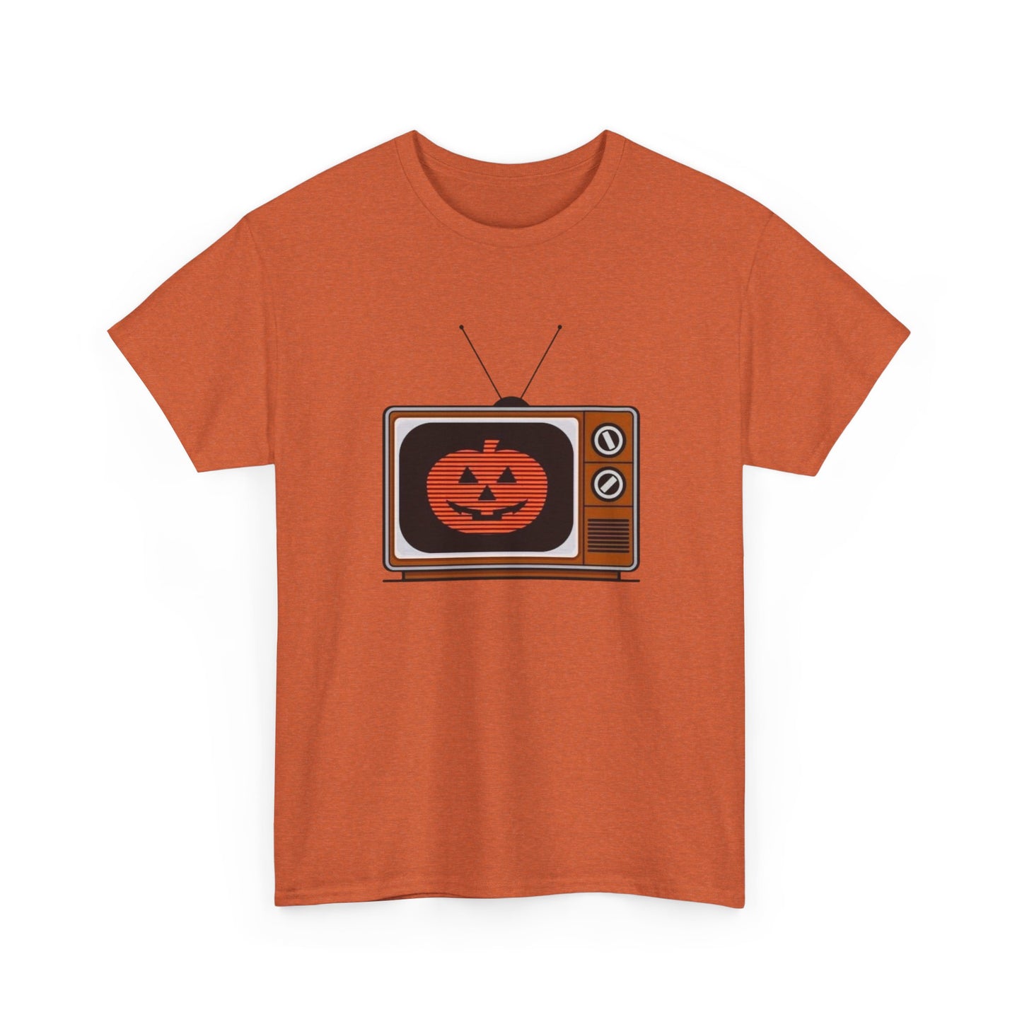 Halloween Pumpkin Tv Retro Graphic T Shirt Unisex Heavy Cotton Tee