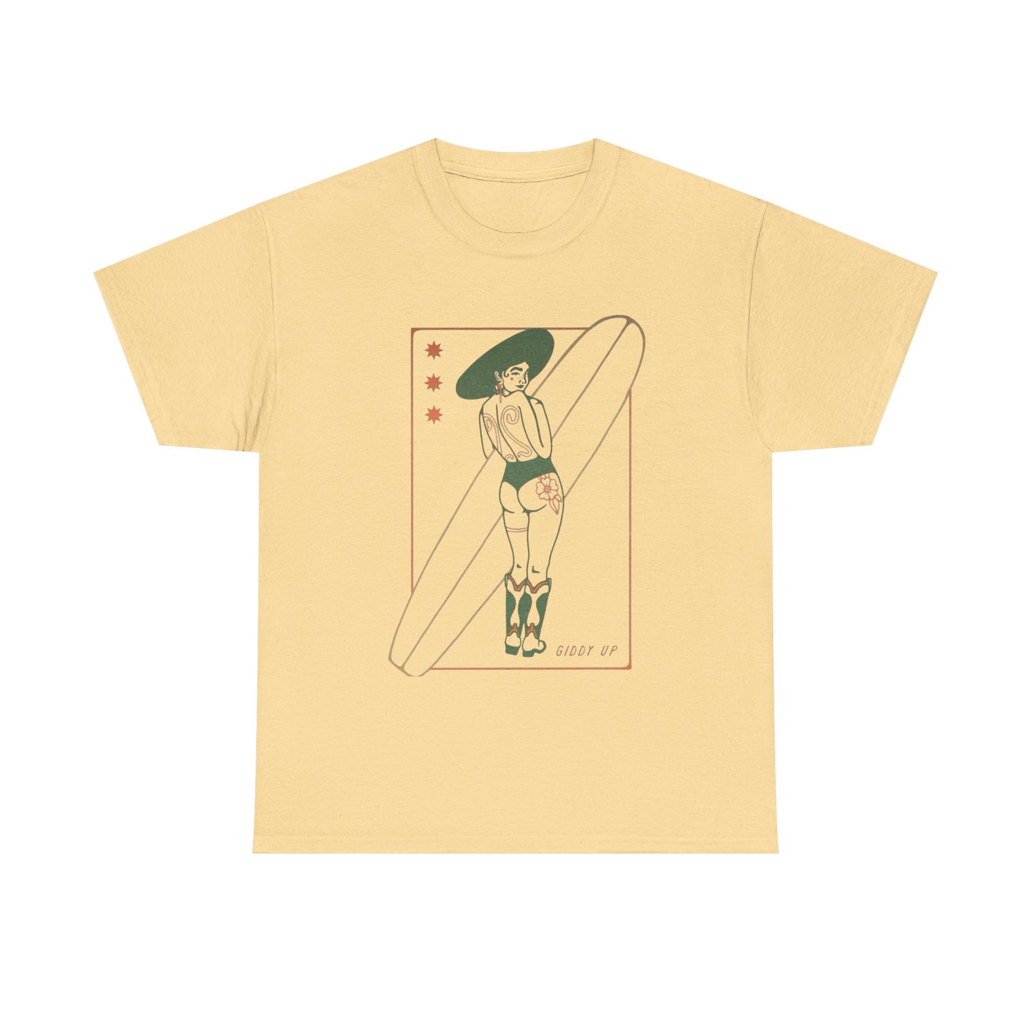 Giddy Up Surfer Graphic T-Shirt Cotton Tee New Gift Vintage