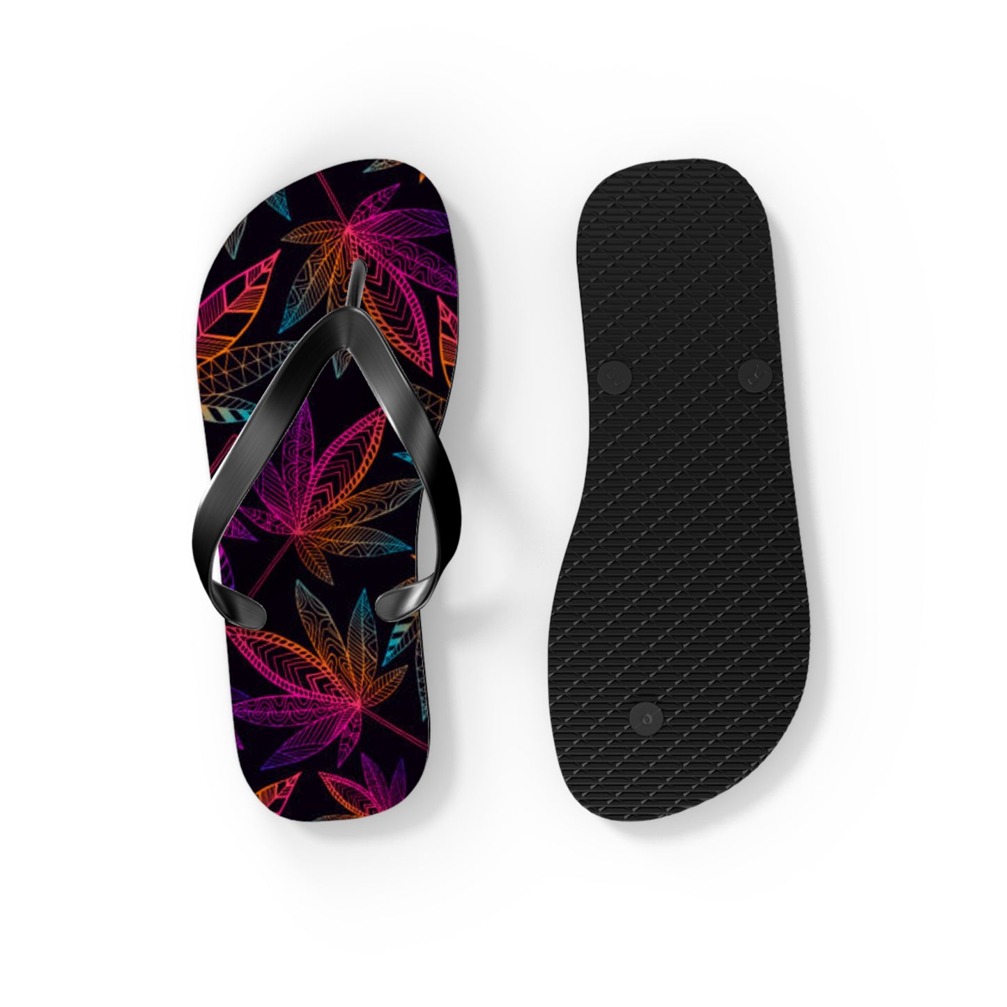 WAVES And SUN Co Sandals Weed Leaf - Flip Flops -Slides Summer Beach BRAND NEW