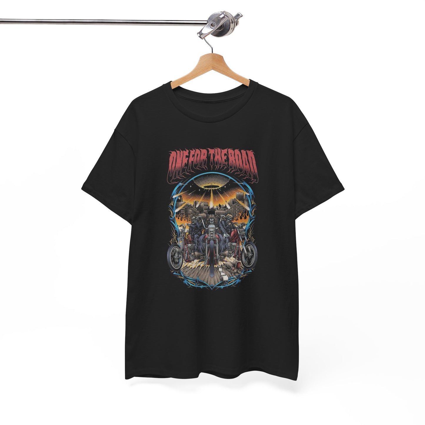One For The Road Motorcycles Graphic T Shirt NEW ADULT Unisex Heavy Cotton Tee