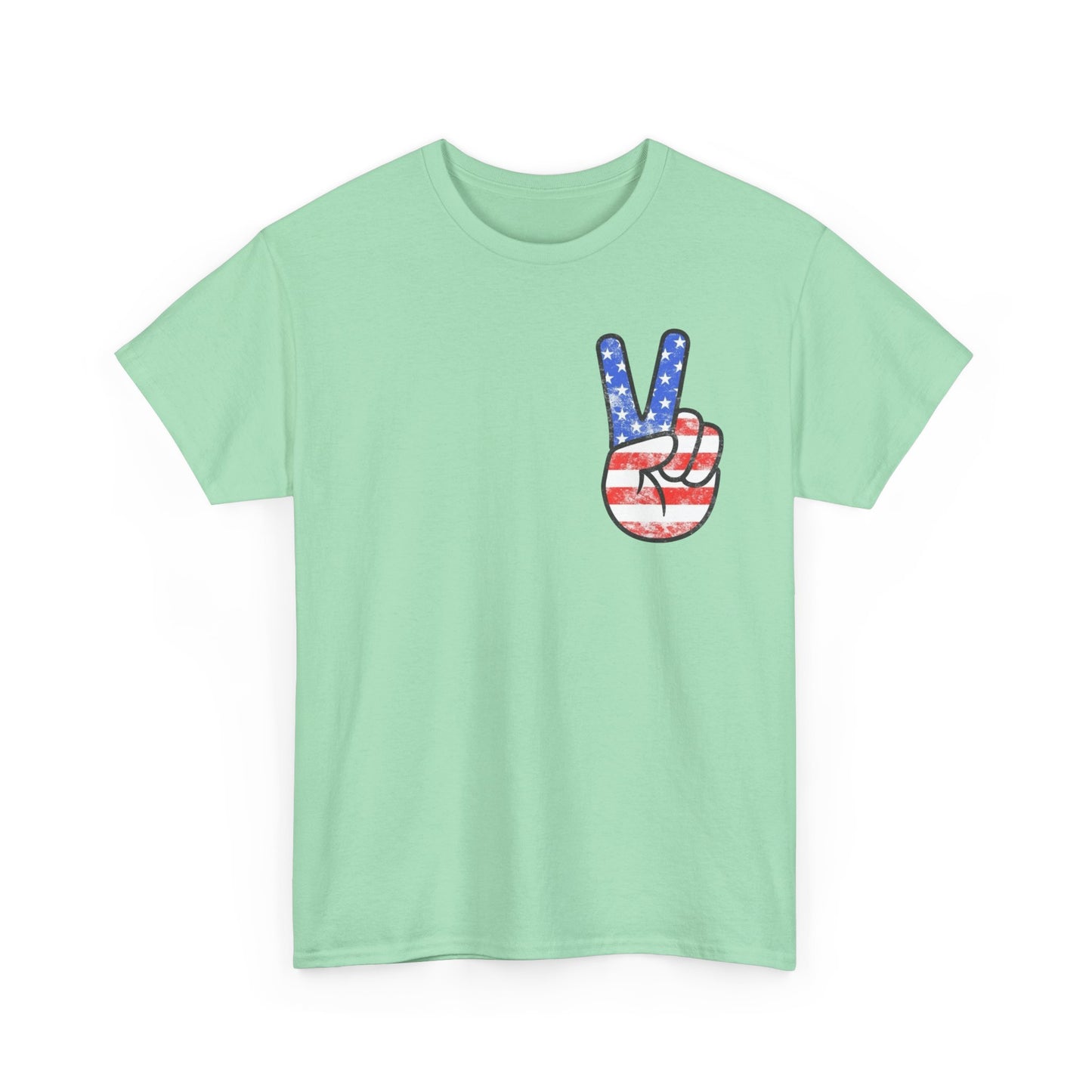 American Flag Peace Sign Retro Graphic T Shirt Adult New Tee