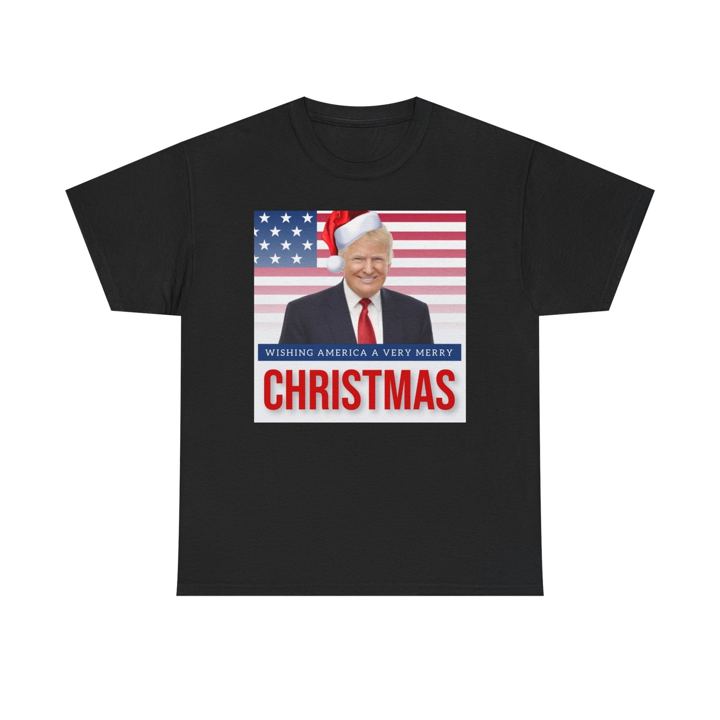 Trump Merry Christmas T Shirt Funny Holidays Graphic Unisex American Flag