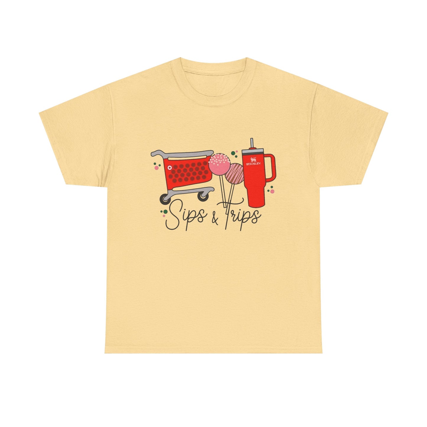 Sips And Trips Shopping Target Run Graphic T Shirt NEW Unisex Heavy Cotton Tee