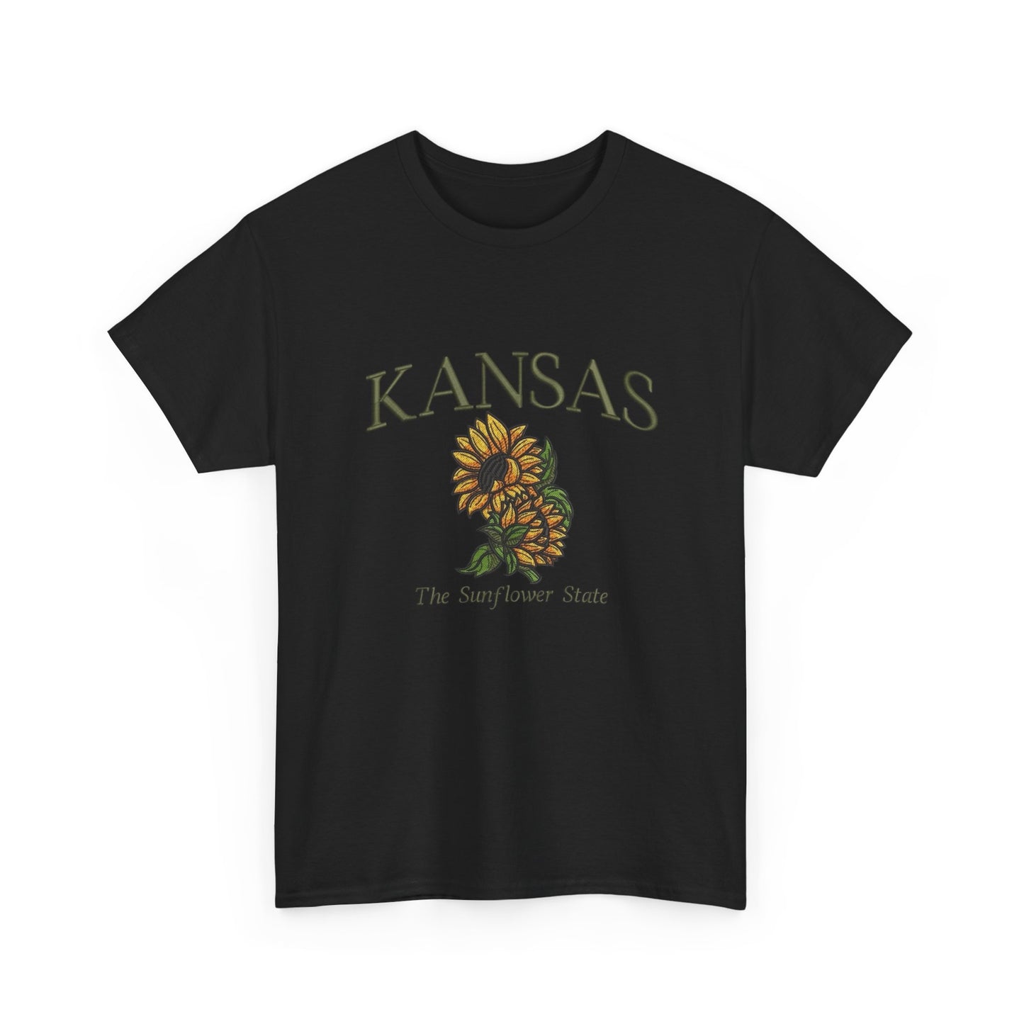 Kansas The Sunflower State Graphic T Shirt NEW Unisex Heavy Cotton Tee