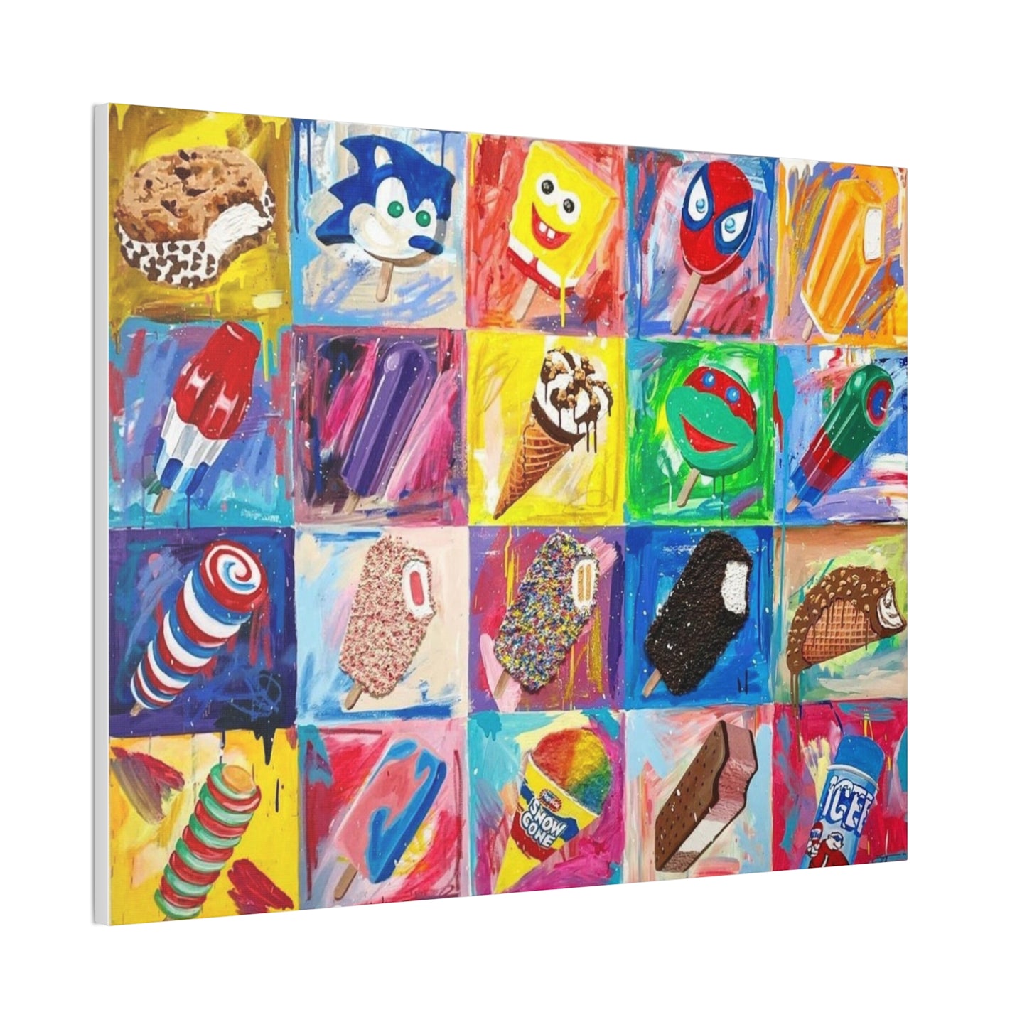 90s Kids Ice cream Painting Ice Cream Truck Retro Vintage Art Nostalgic Canvas