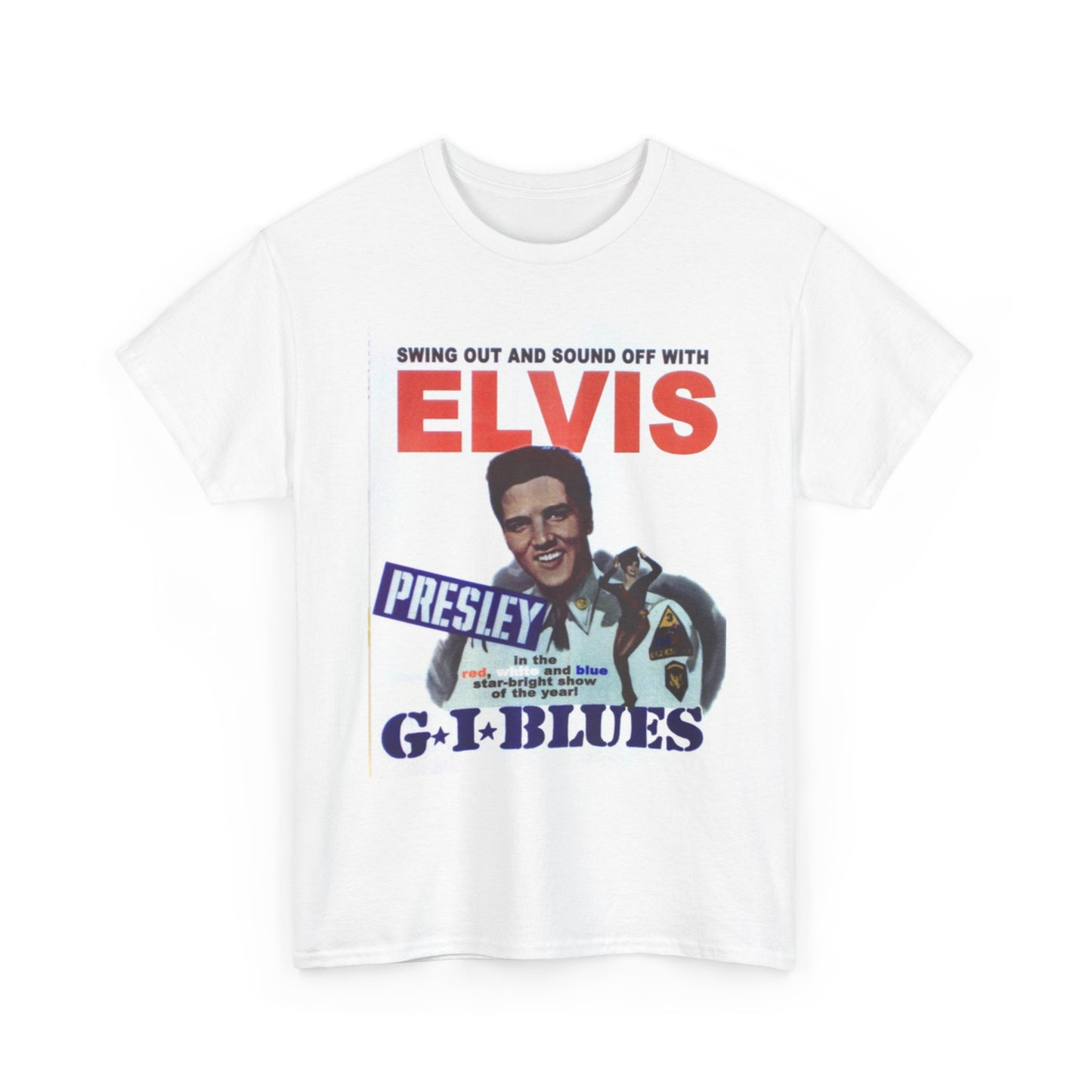 Elvis Presley Tshirt Gi Blues Retro Poster Rock Blues Unisex Heavy Cotton Tee
