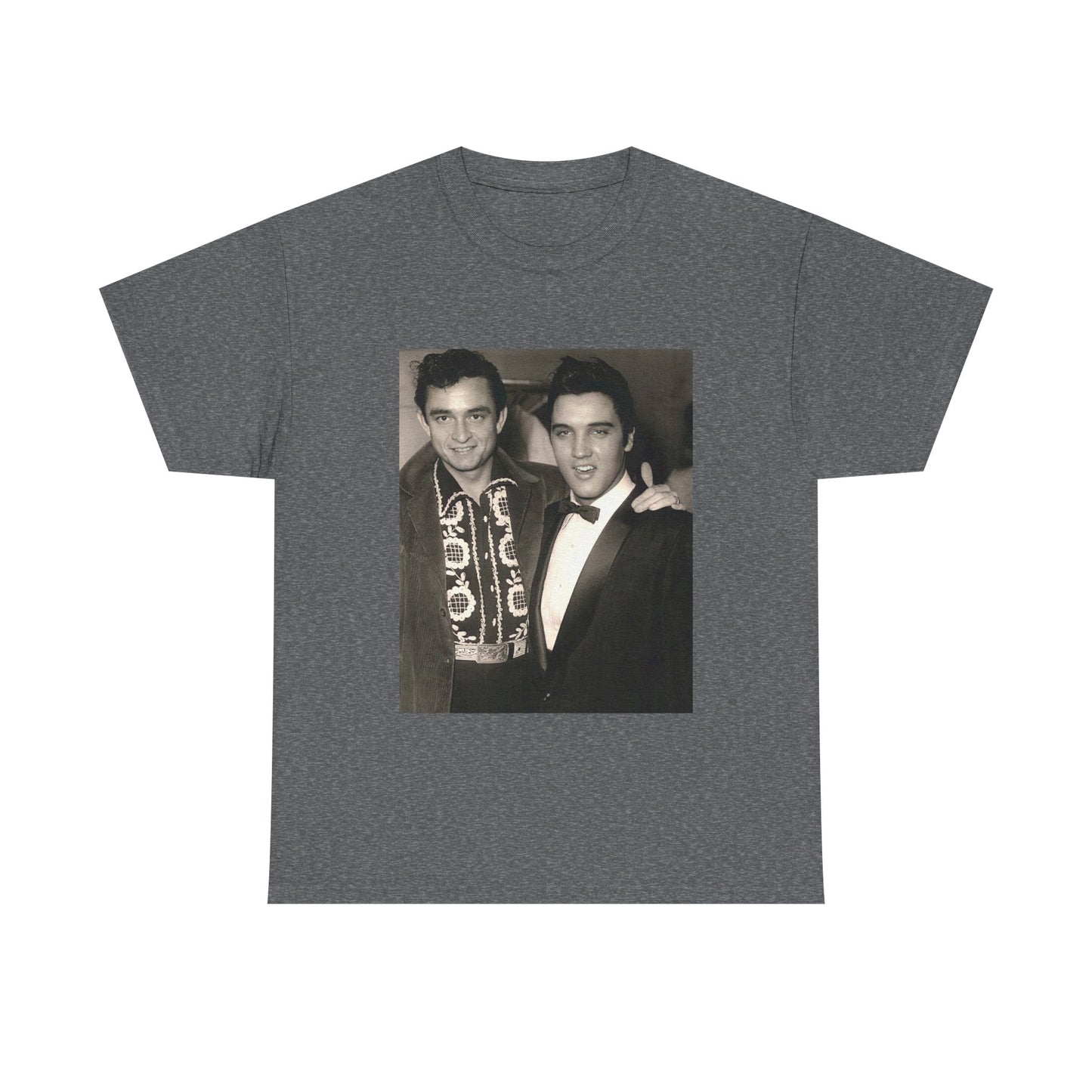 Elvis And Johnny cash shirt vintage graphic art black and white Heavy Cotton