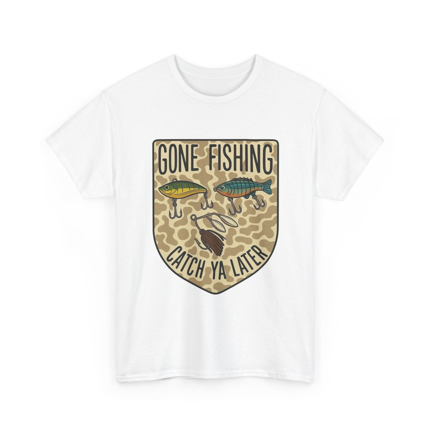 Gone Fishing Catch Ya Later Graphic T Shirt Unisex Heavy Cotton Tee GIFT