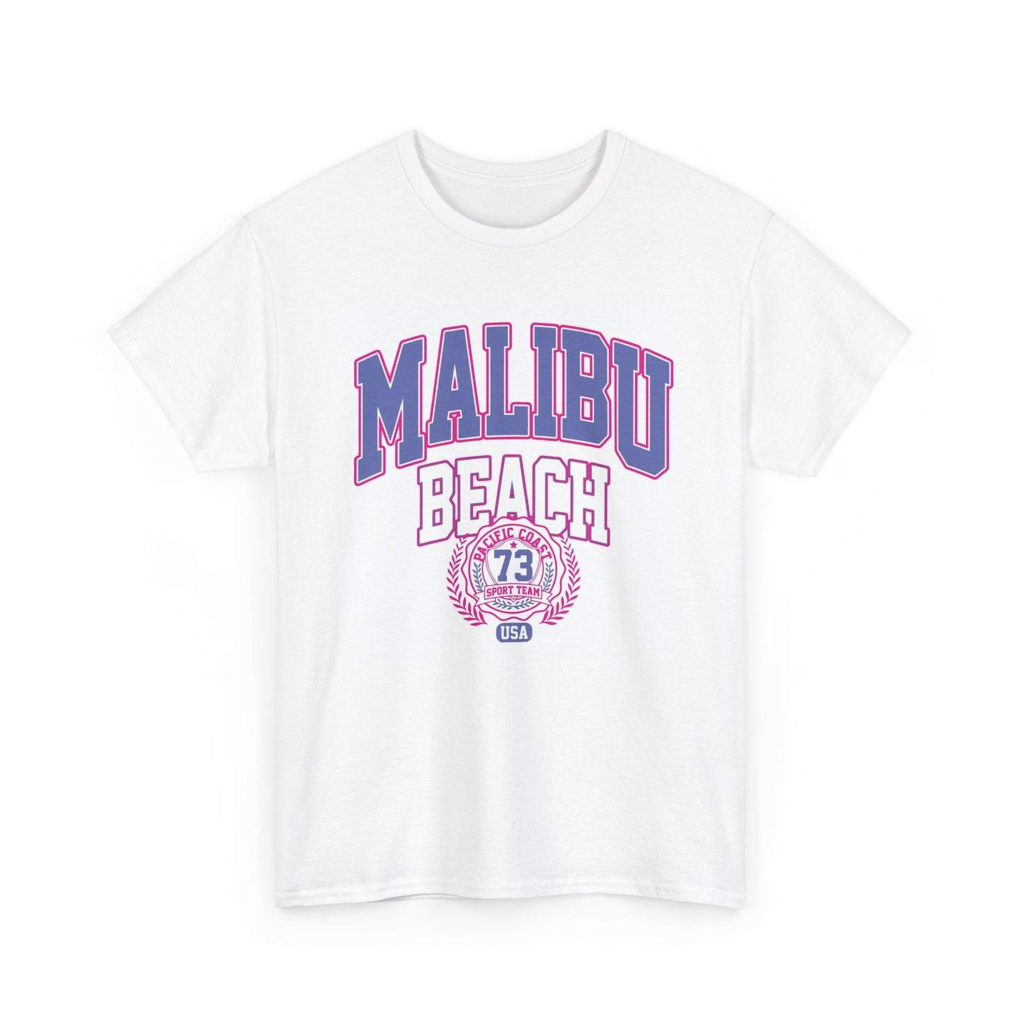 Malibu Beach Graphic T Shirt Vintage Retro Apparel Heavy Cotton Tee