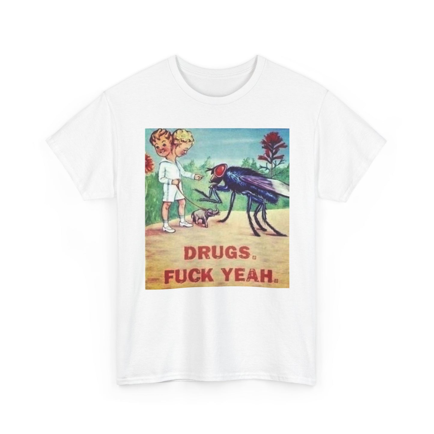 Drugs Hell Yeah Funny T Shirt Unisex Heavy Cotton Vintage Gift NEW