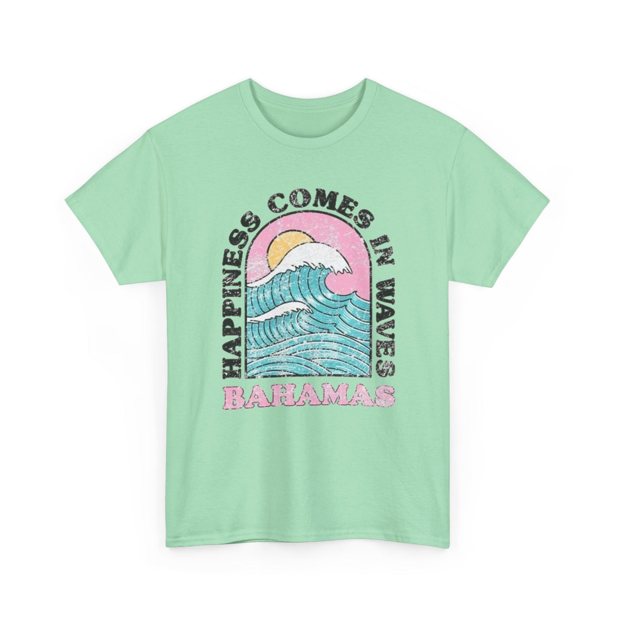 Happiness Comes in Waves Bahamas Ocean Graphic T-Shirt Men's Graphic Tee