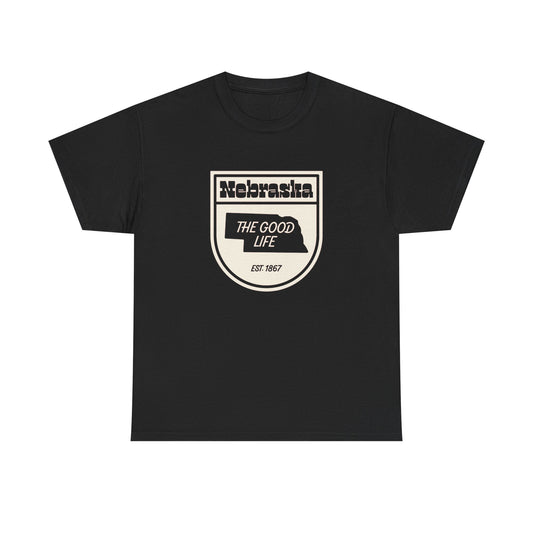 Nebraska The Good Life Graphic T Shirt ADULT NEW Unisex Heavy Cotton Tee