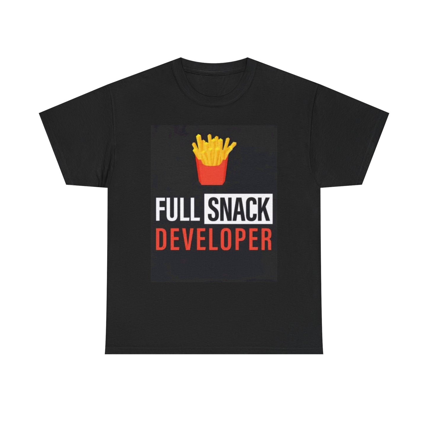 Full Snack Developer Fries Graphic T Shirt Funny Jokes Unisex Heavy Cotton Tee
