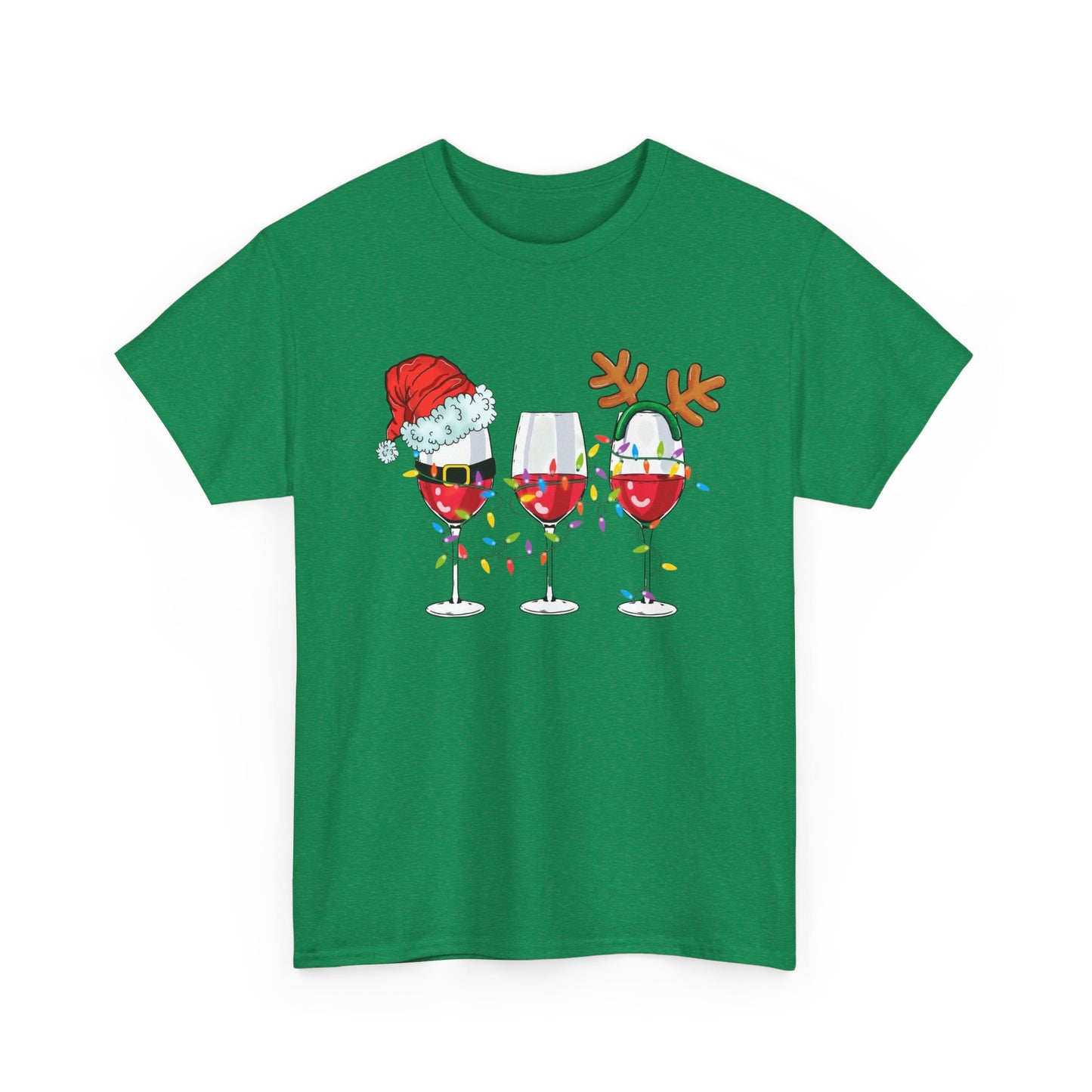 Holiday Spirit Wine Glasses Graphic T Shirt NEW ADULT
