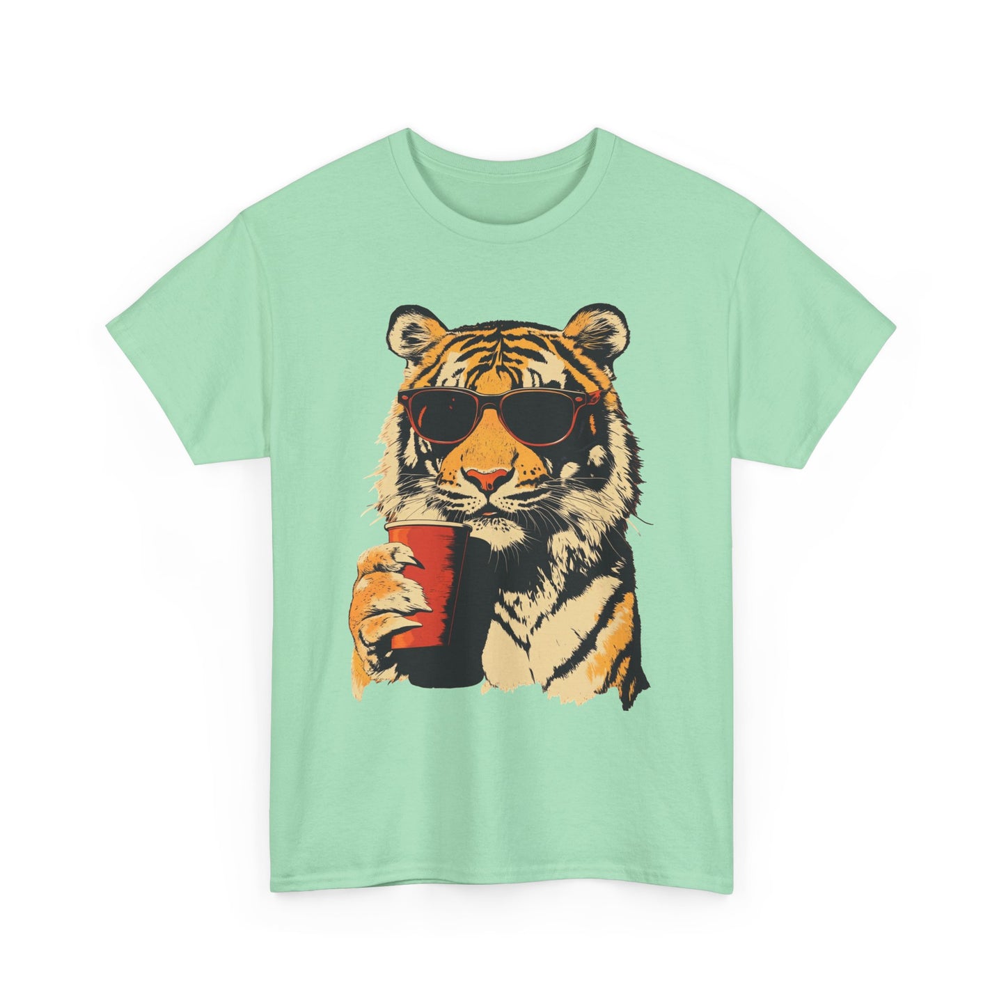 Chill Out Party Tiger Retro Graphic T Shirt Regular Men's Heavy Cotton Tee