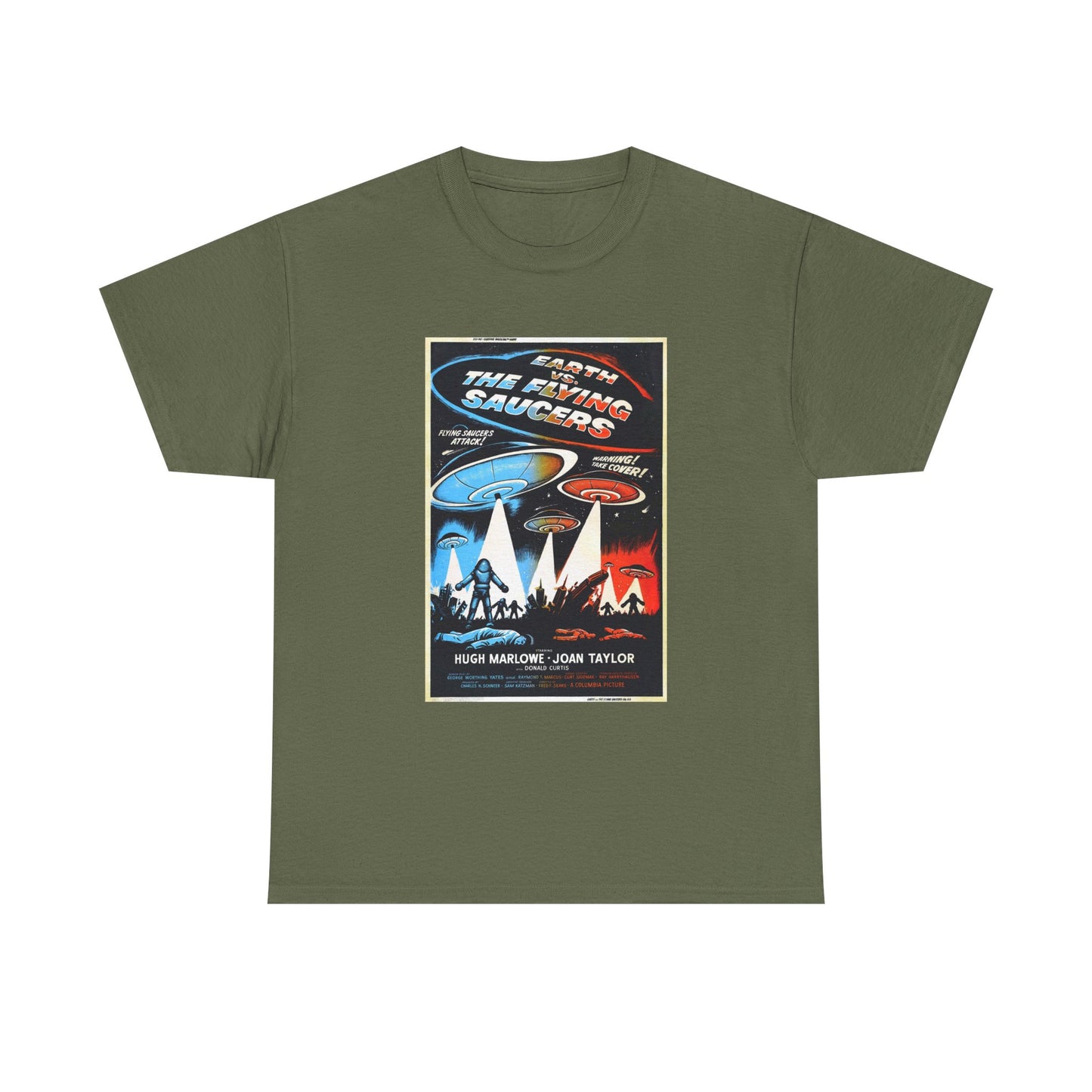 Earth vs Flying Saucers Tshirt Vintage Movie Poster Unisex Heavy Cotton Tee