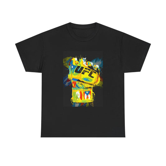 UFC Gloves Tshirt Neon Art Painting MMA Fighting Unisex Heavy Cotton Tee