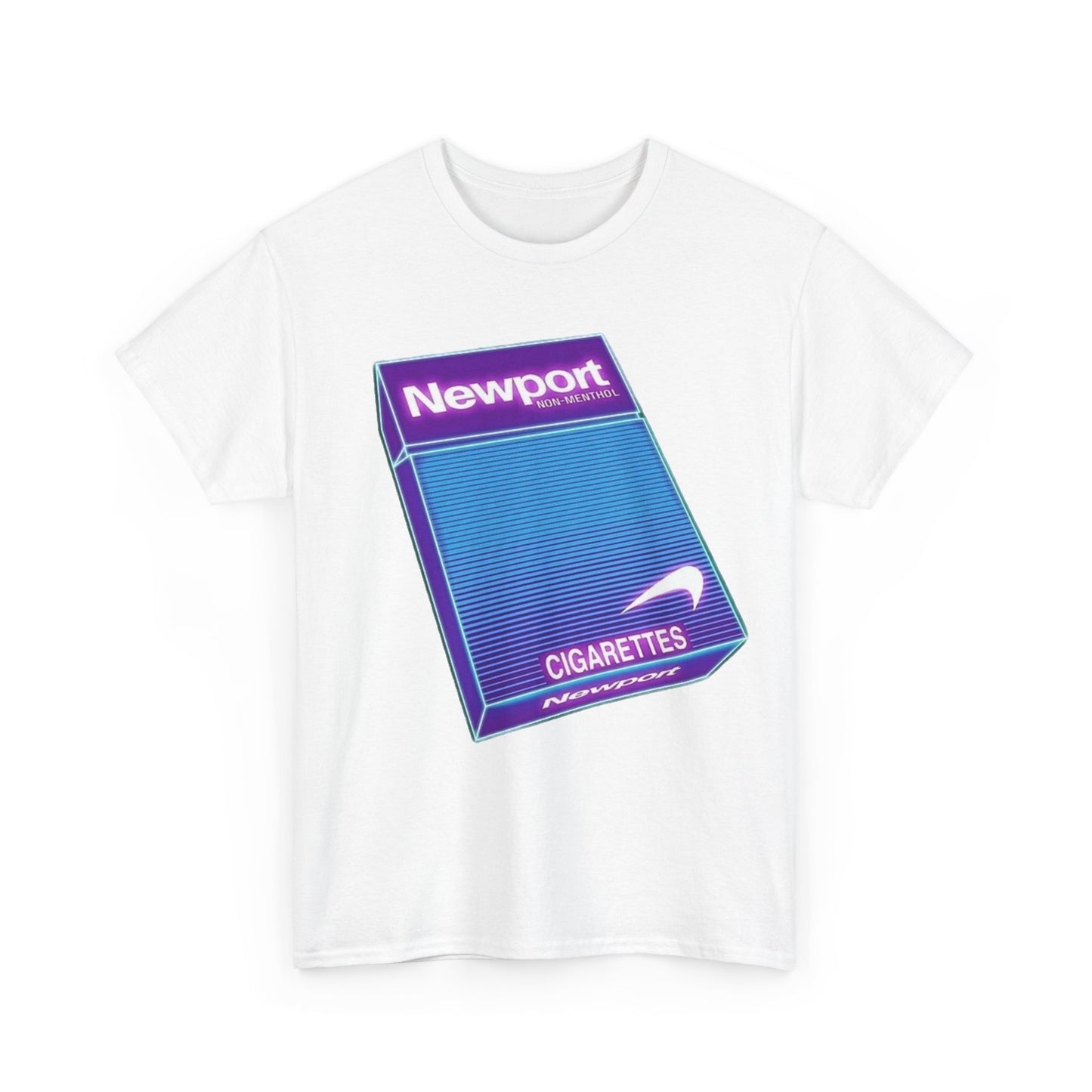 NewPort Tshirt Vintage Cigarette Neon Graphic Retro AD Unisex Heavy Cotton Tee