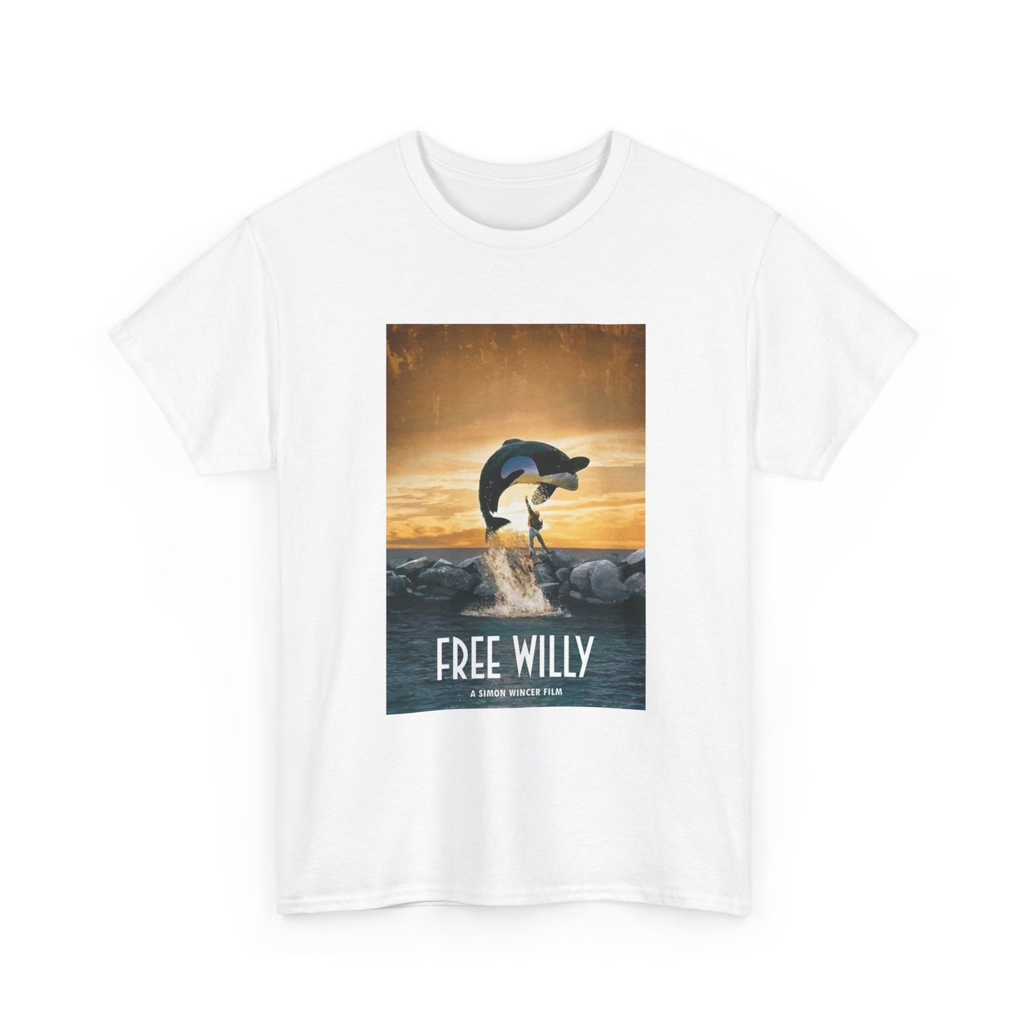 Free Willy Tshirt Vintage Movie Poster 90s Kids Retro Unisex Heavy Cotton Tee