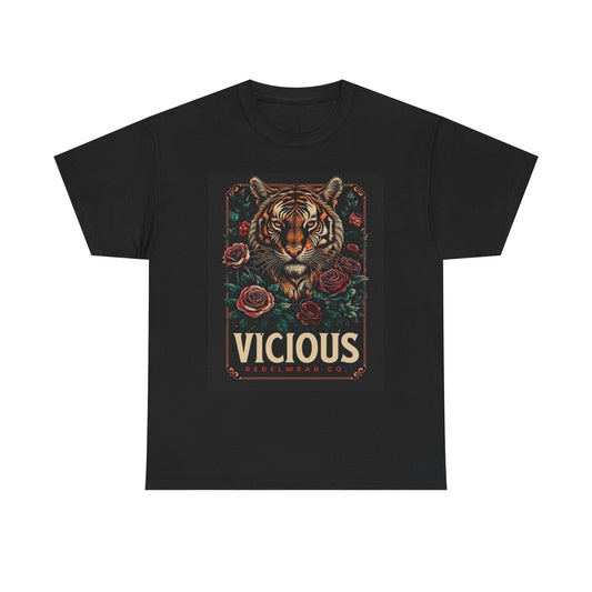 Vicious Tiger Graphic T Shirt Street Wear Apparel Unisex Heavy Cotton Tee