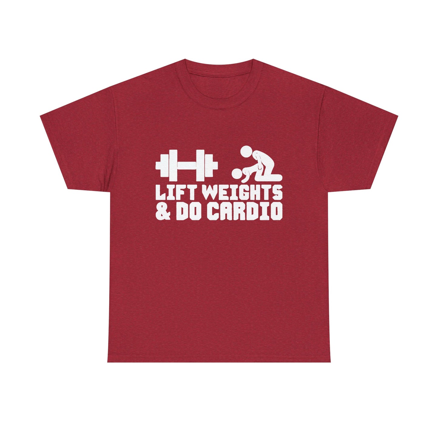 Lift Weights And Cardio Shirt Funny Graphic GYM Workout Unisex Heavy Cotton Tee