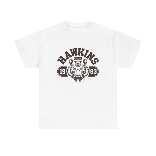 Hawkins Indiana Retro TV Graphic T Shirt Unisex Heavy Cotton Tee