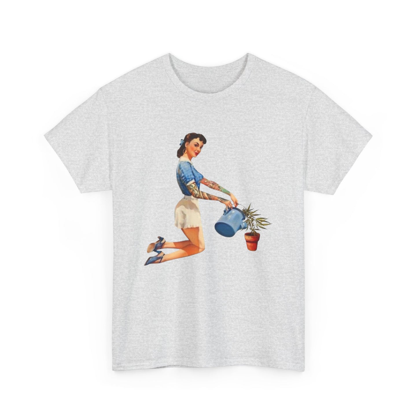 Pinup Model Weeds Graphic T-Shirt Womens Comfy Cotton Tee NEW
