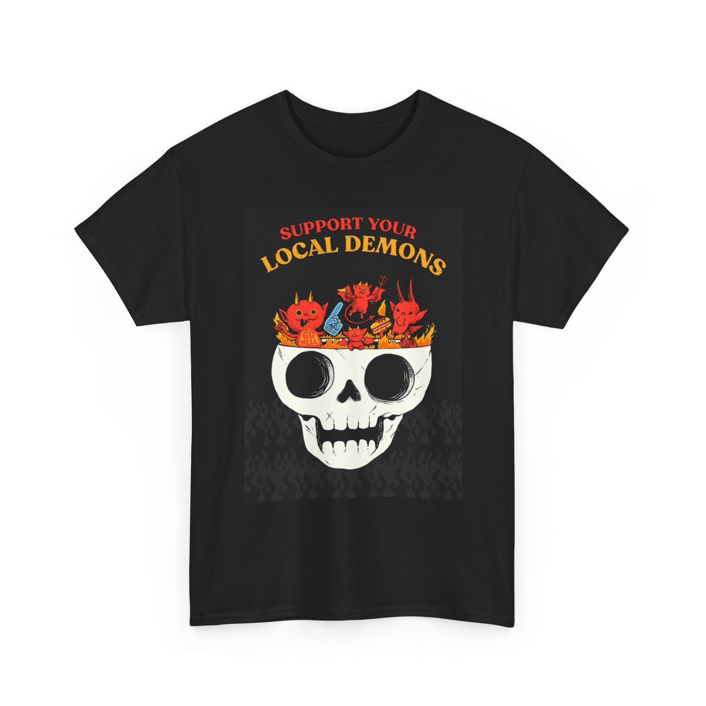 Support Your Demons Graphic T Shirt Funny Skull Unisex Heavy Cotton Tee