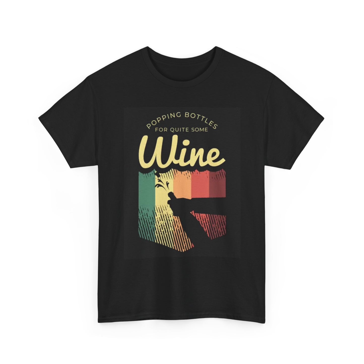 Popping Wine Bottles Graphic T Shirt Funny Poster Unisex Heavy Cotton Tee