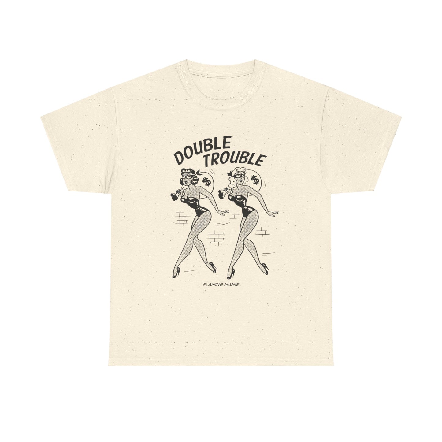 Double Trouble Flaming Mamie Graphic T Shirt Unisex Heavy Cotton Tee NEW Gift