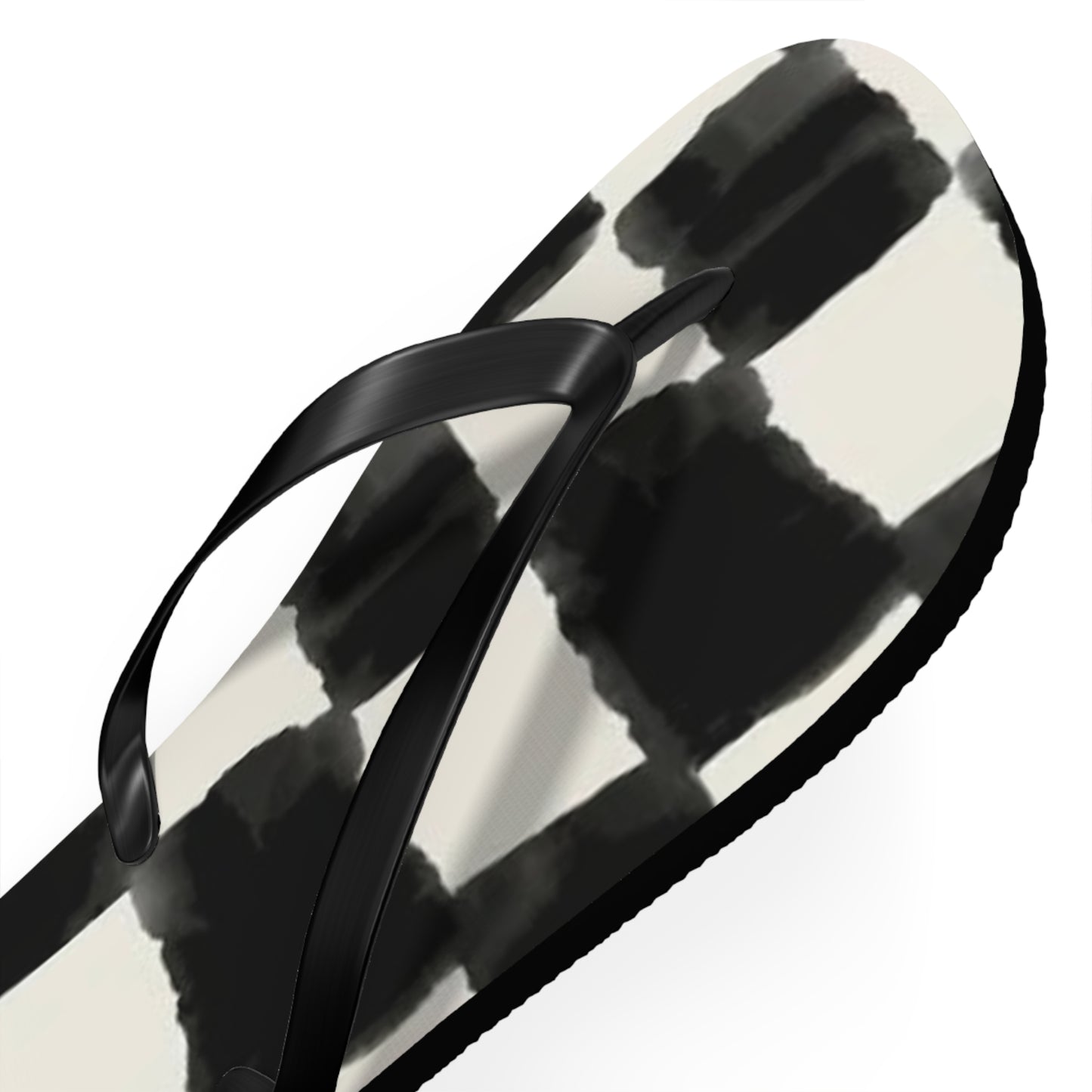 Checkered Black And White Sandals, Beach Shoes, Vacation Flip Flops, Pool Slides