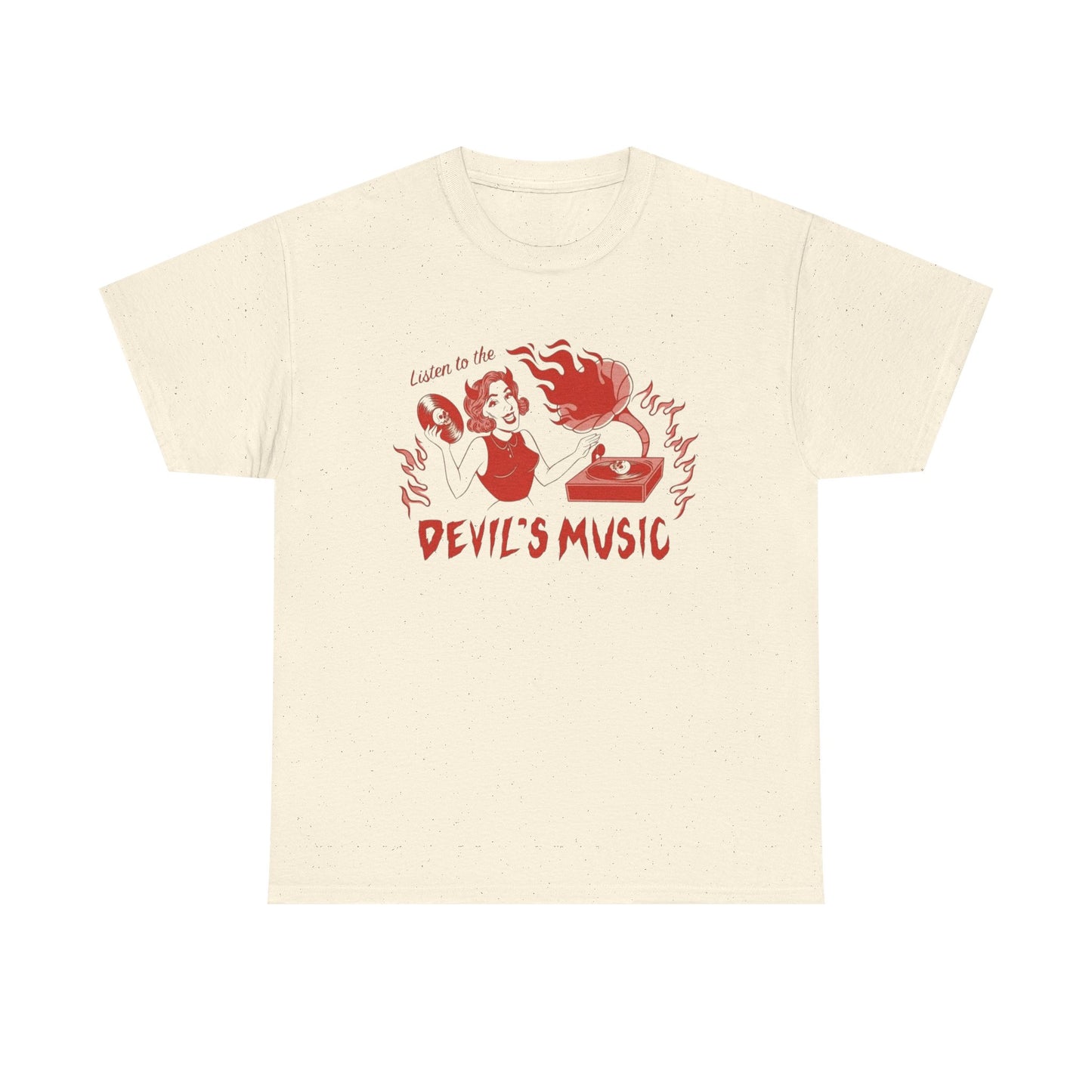 Listen To The Devils Music Graphic T Shirt New Adult Unisex Heavy Cotton Tee